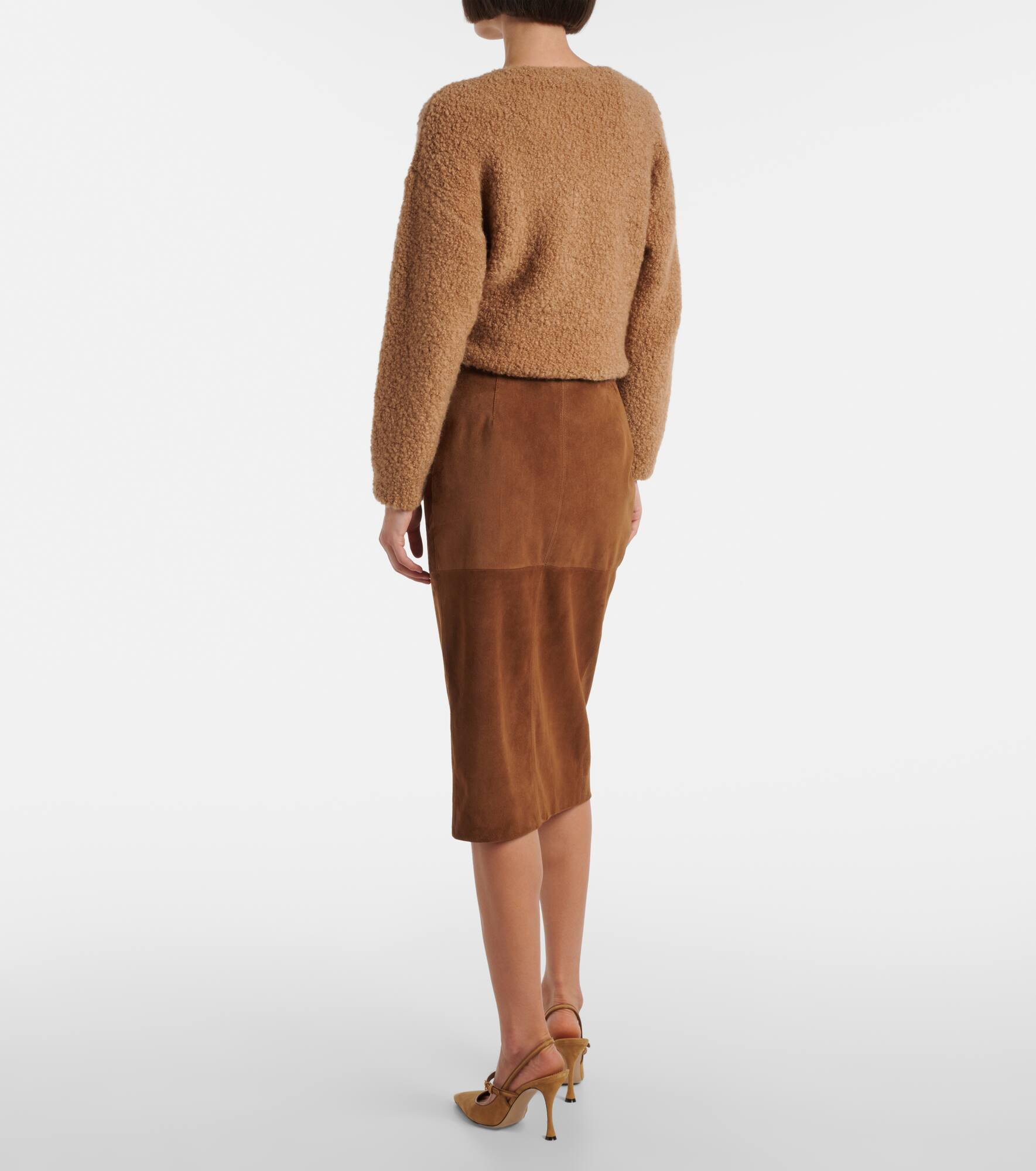 Jerez gathered suede pencil skirt - 3
