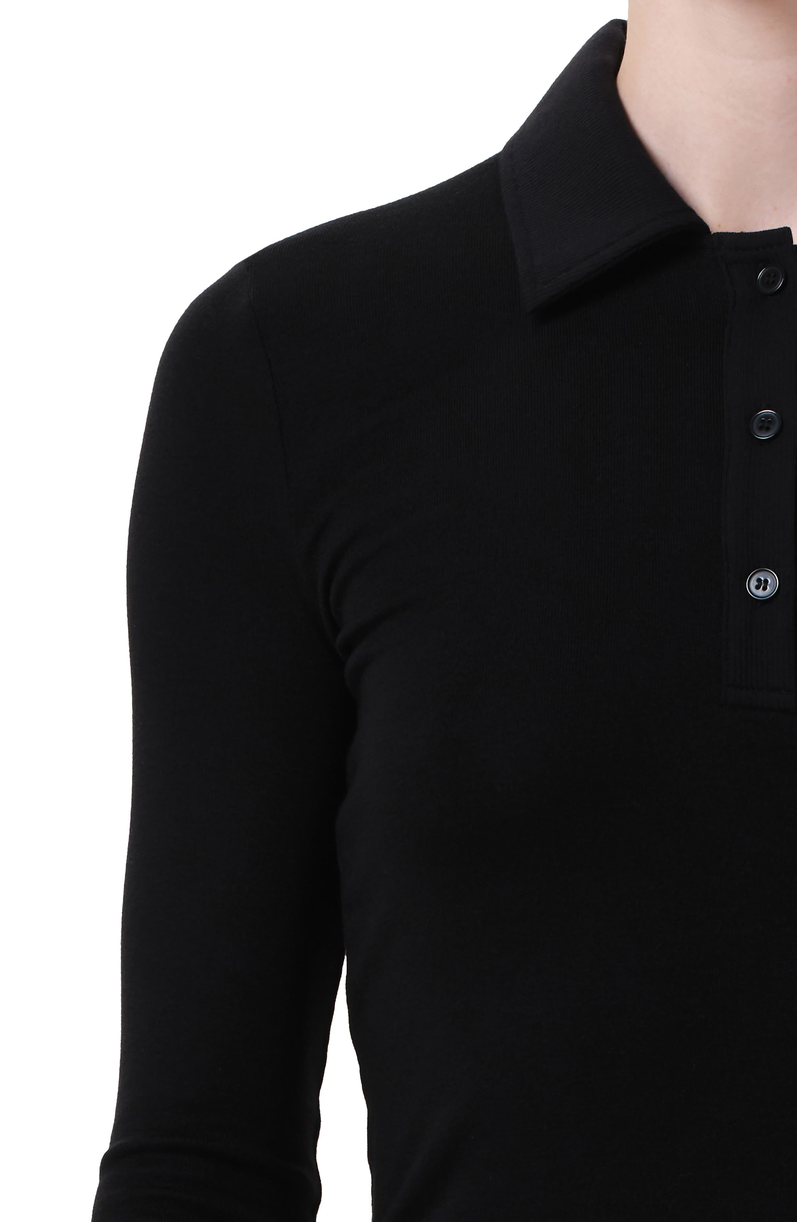 AGOLDE Amos Long Sleeve Polo Shirt in Black at Nordstrom - 4