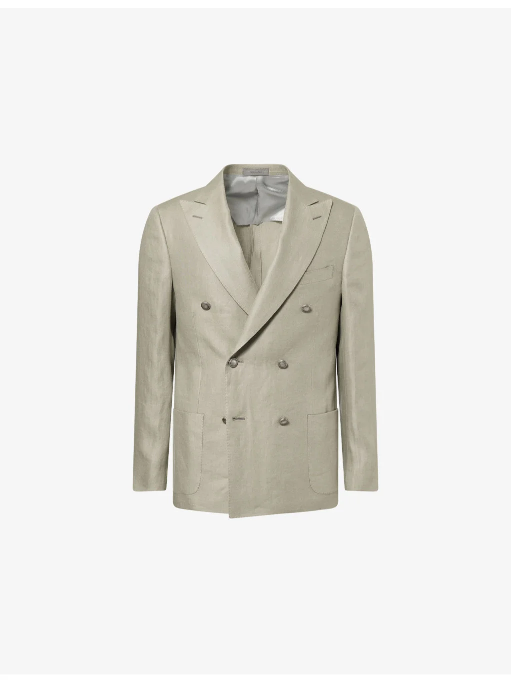 Double-Breasted Peak-Lapel Linen Jacket - 1