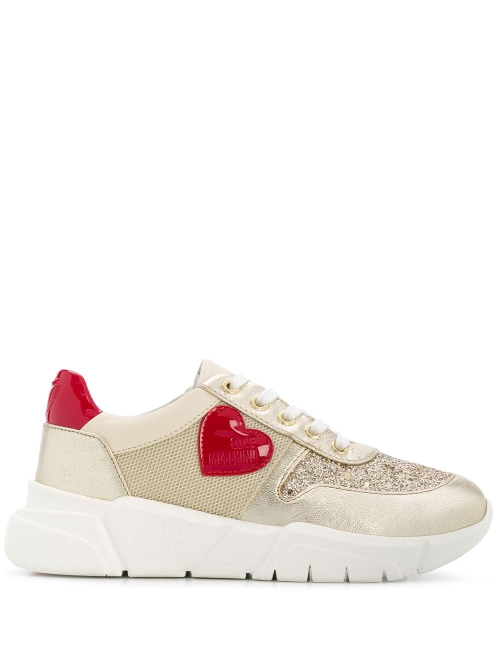 heart patch leather sneakers - 1