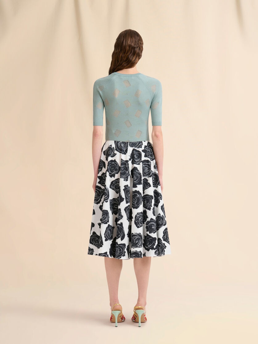 WHITE POPLIN MIDI SKIRT WITH LUNA PRINT - 3