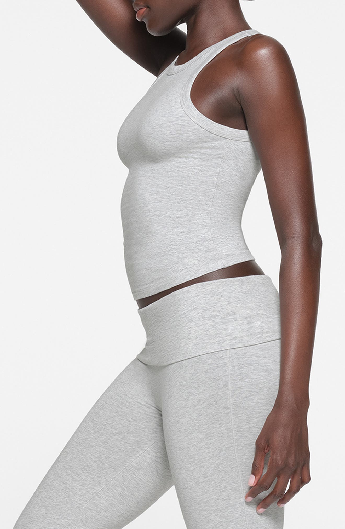 SKIMS Stretch Cotton Jersey Tank in Light Heather Grey at Nordstrom - 3