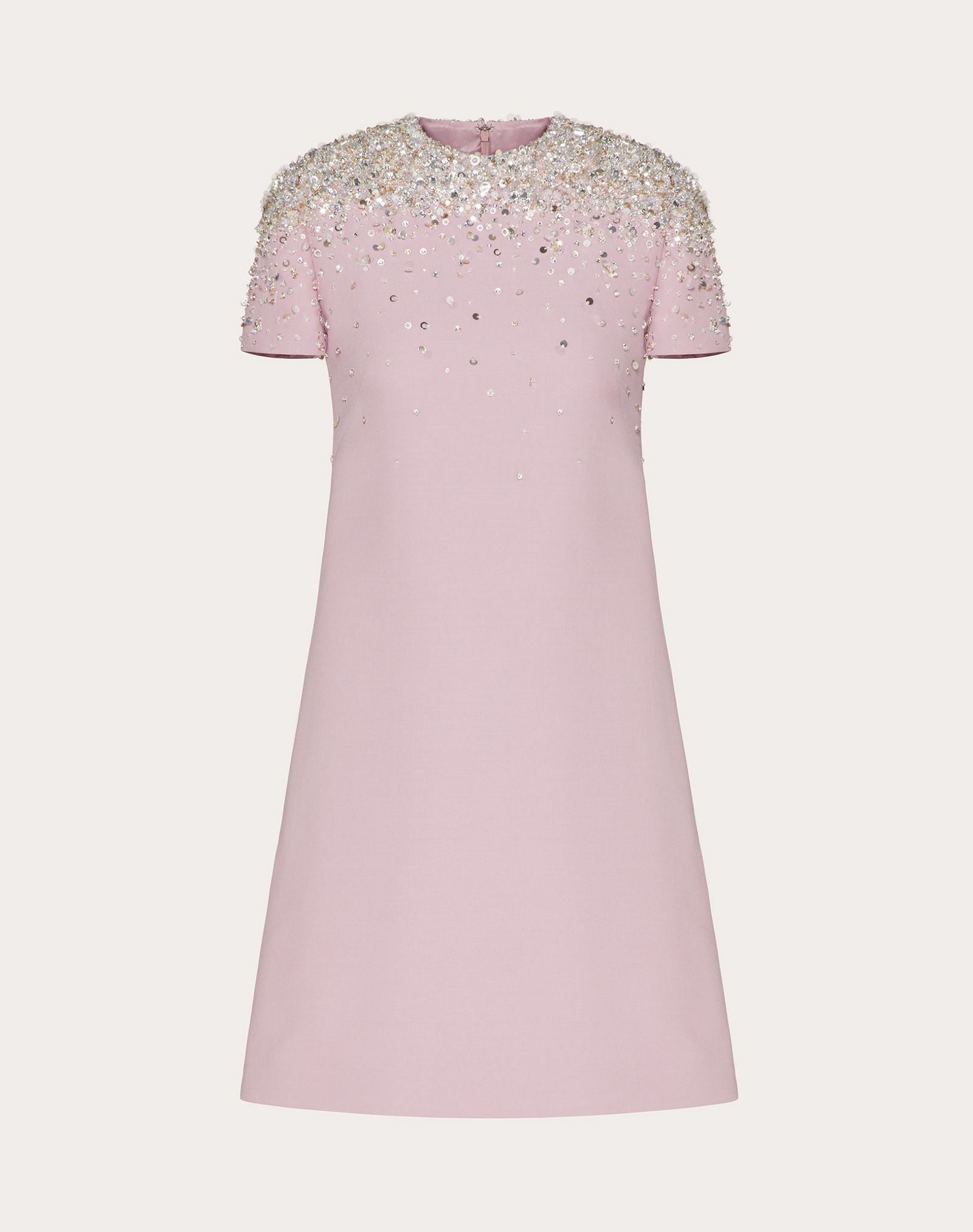 Embellished Short Crepe Couture Dress - 1