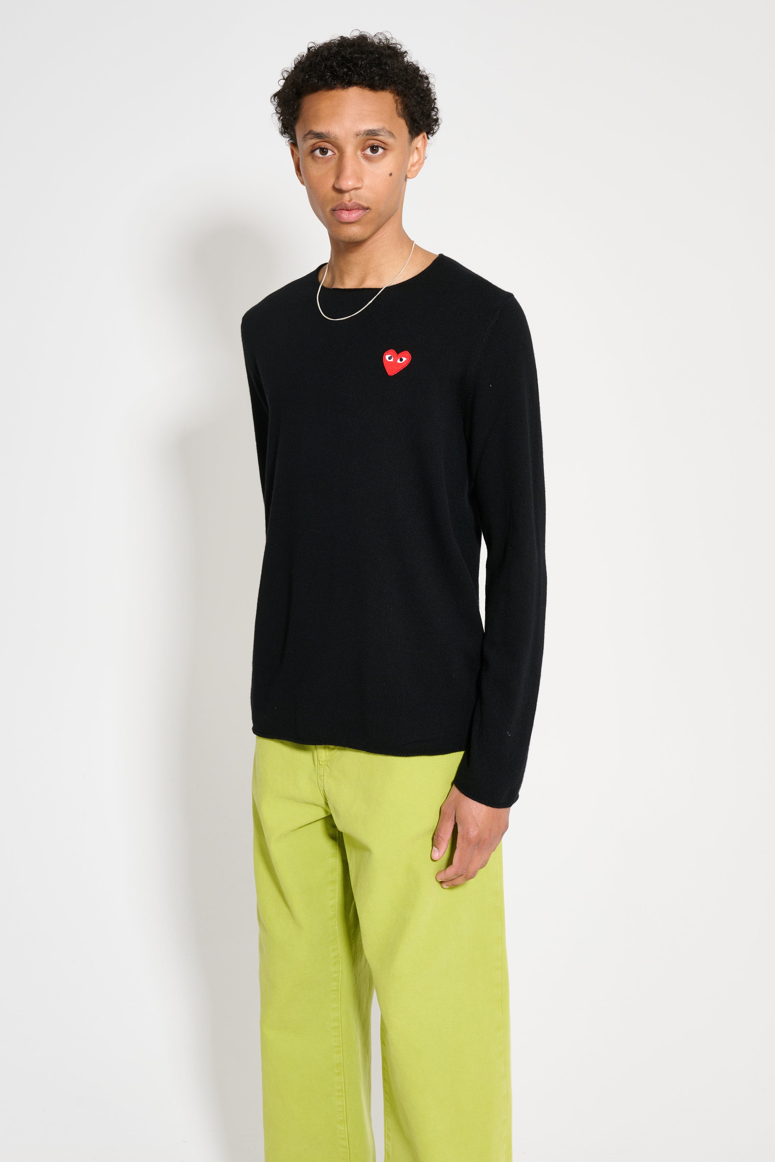 COMME DES GARÇONS PLAY SMALL HEART KNITTED SWEATER BLACK - 2