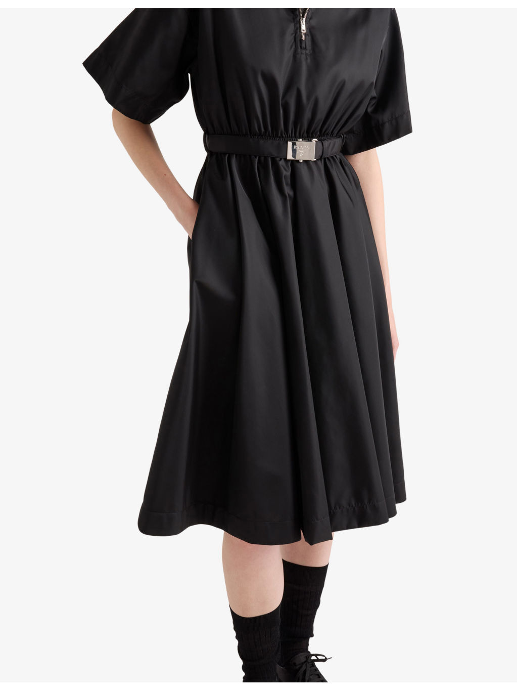 Re-Nylon Short-Sleeved Woven Midi Dress - 3