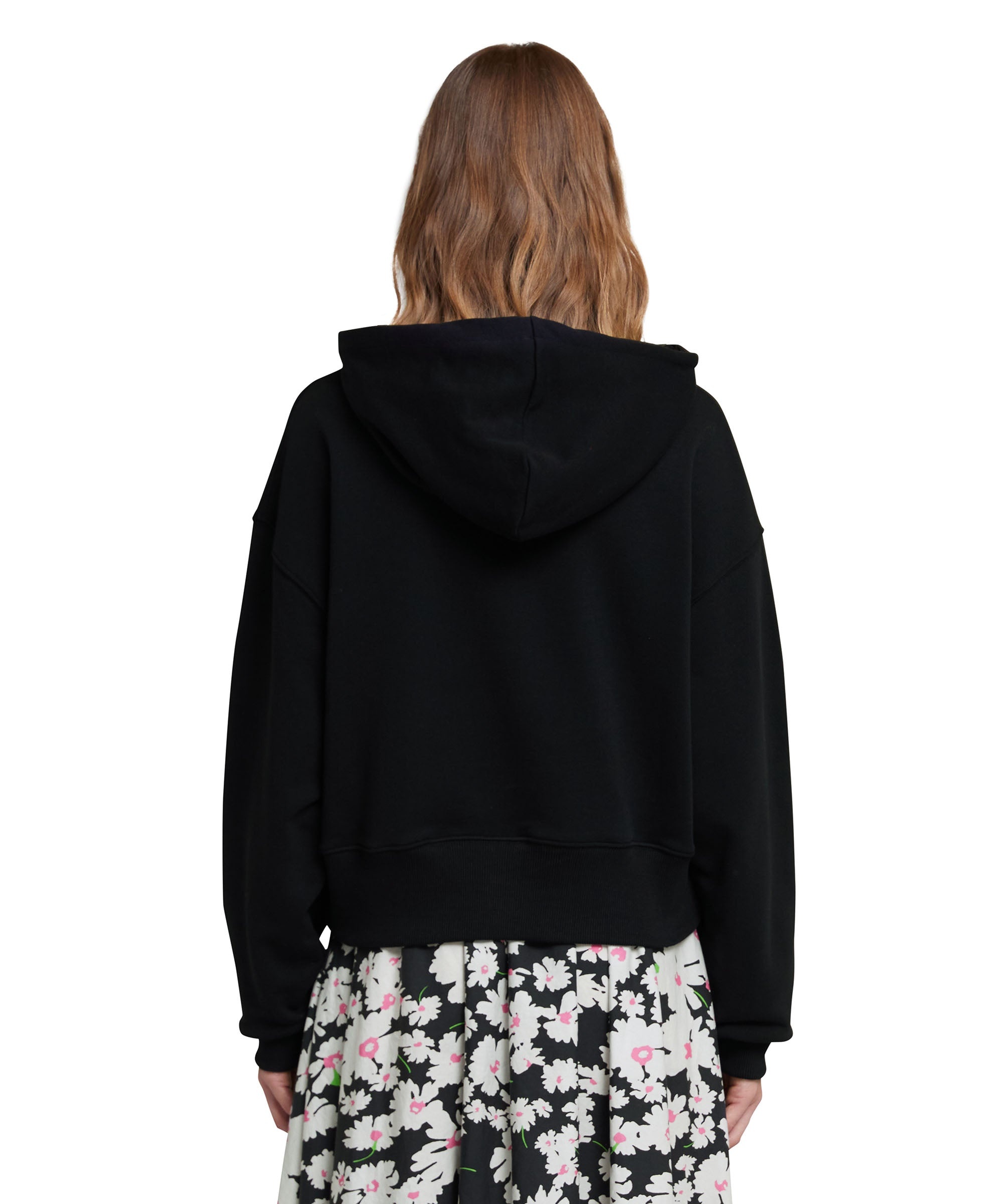 Crop hooded sweatshirt with brushstroke logo graphic - 3