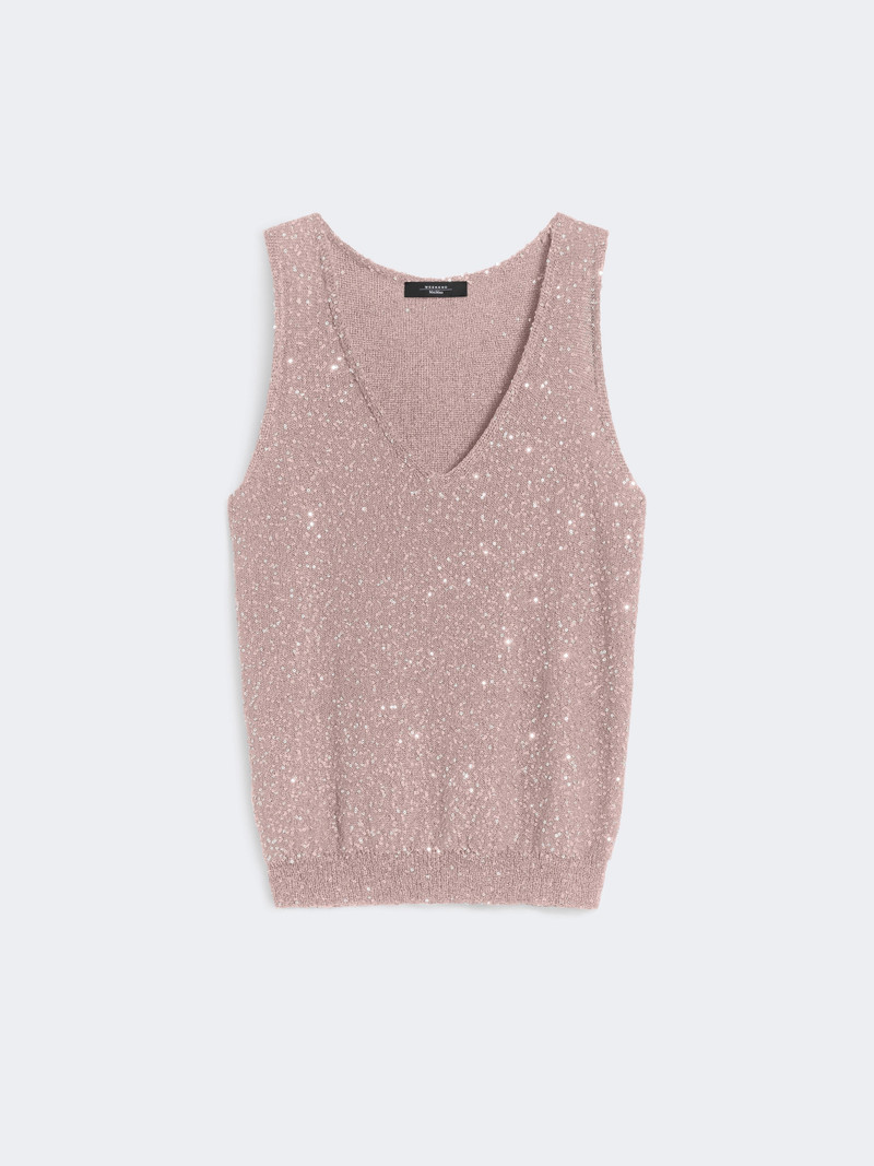 TEMPO Sleeveless jumper with sequins - ANTIQUE ROSE 1