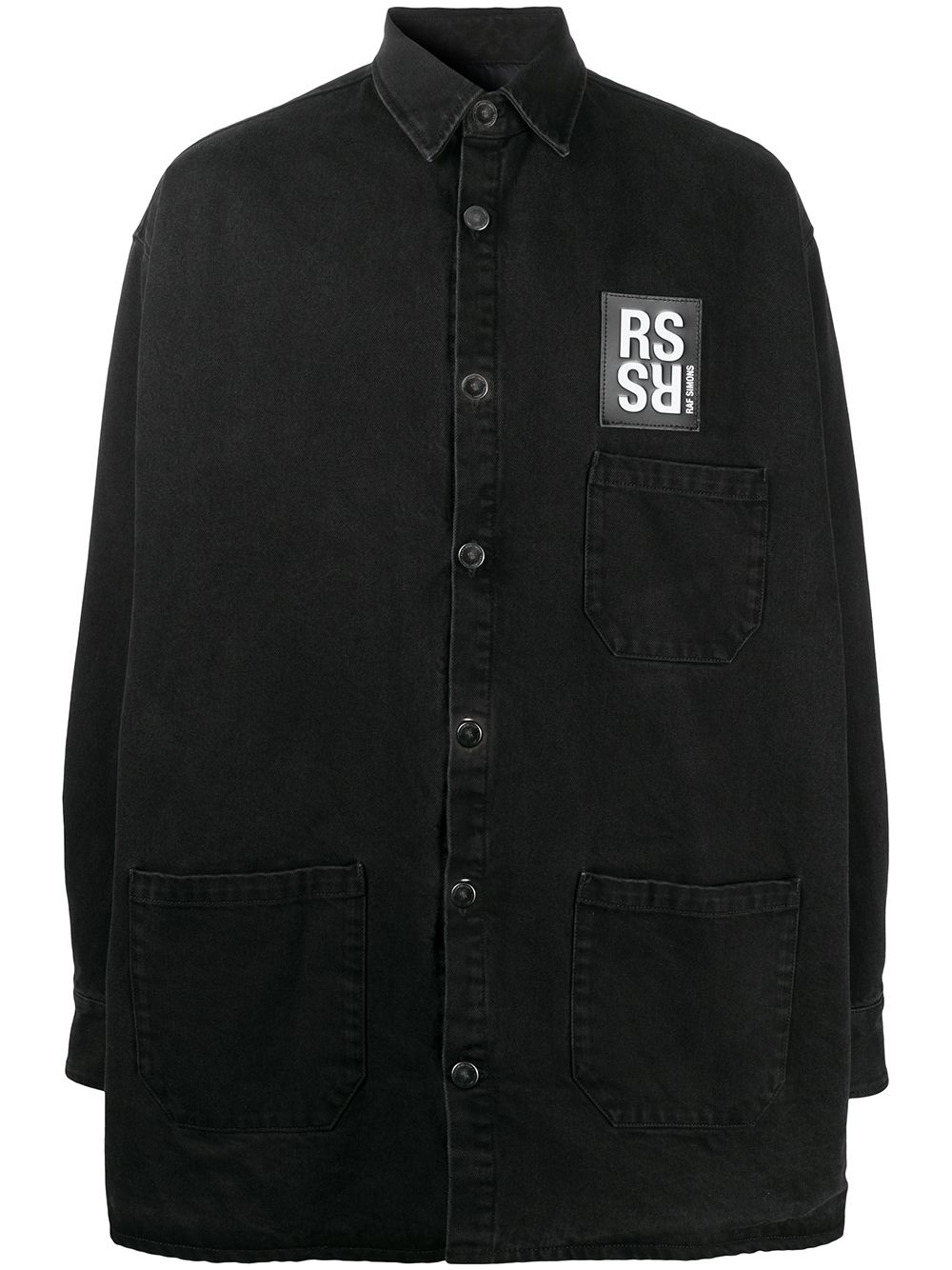 logo patch oversized denim shirt - 1