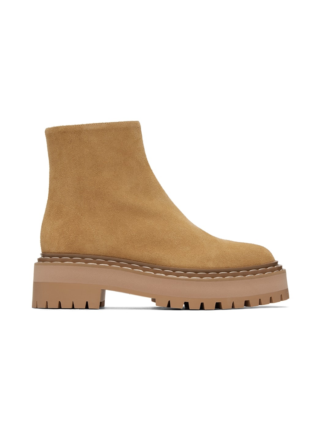 Tan Lug Sole Platform Boots - 1