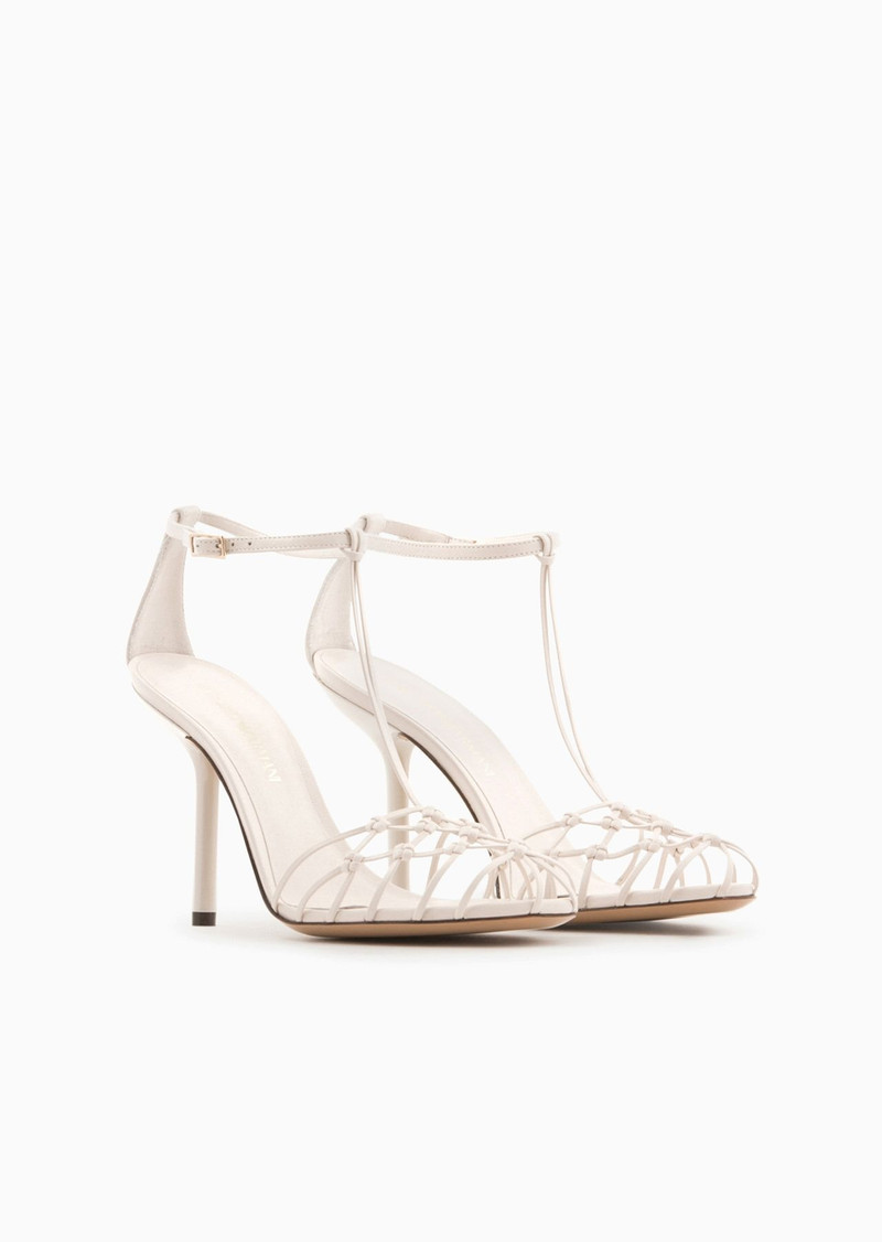 Nappa-leather T-sandals with mesh-weave heels 2