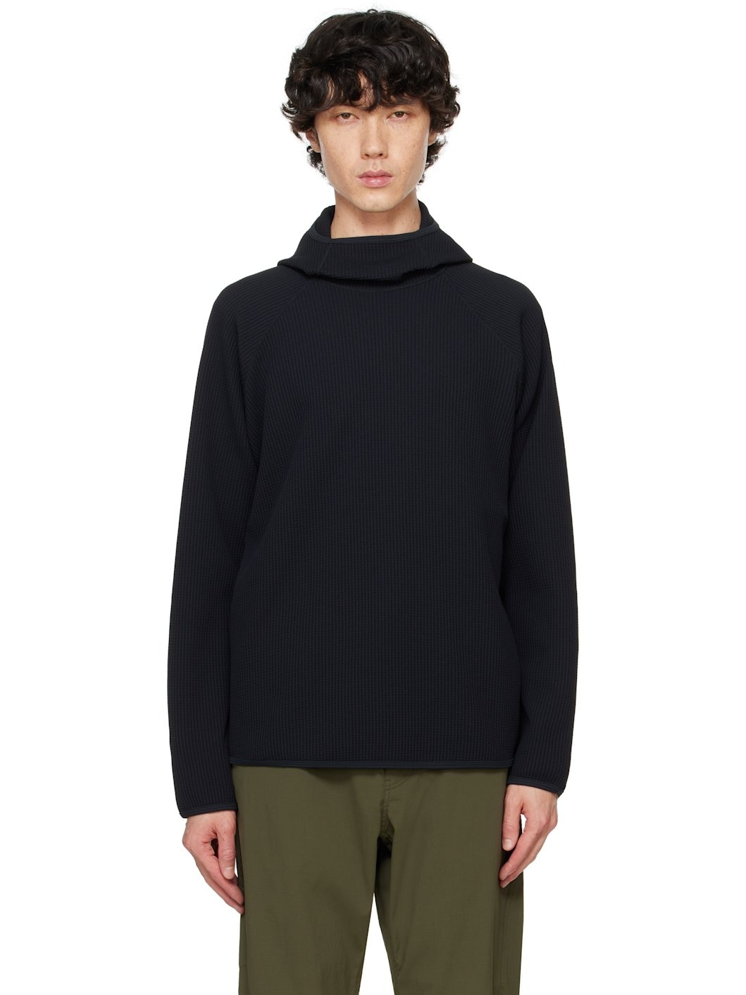 Goldwin Black WF Light Long Sleeve Hoodie | ssense | REVERSIBLE