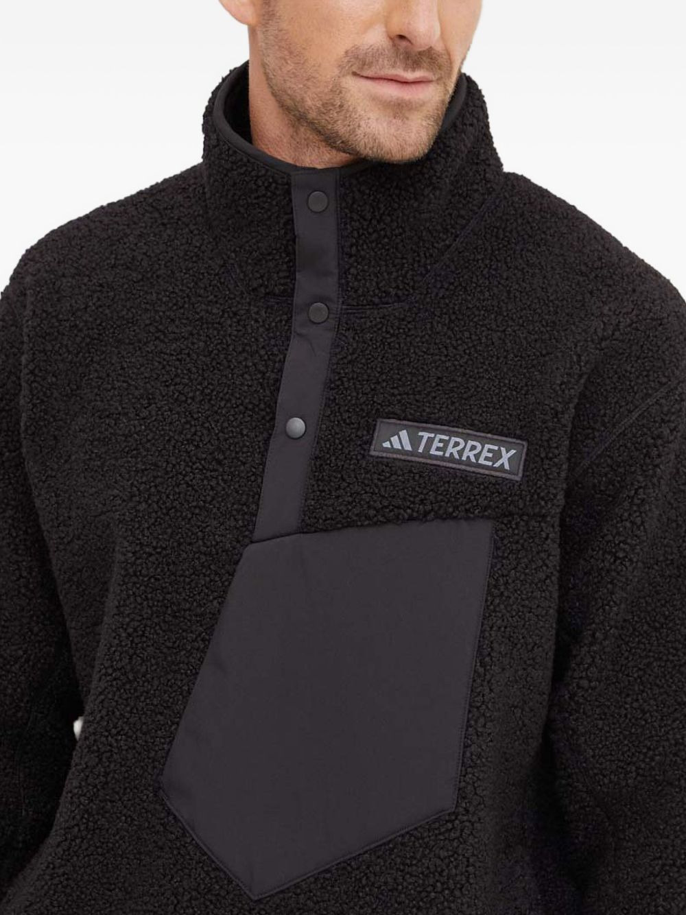borg-panelled half-placket jacket - 4