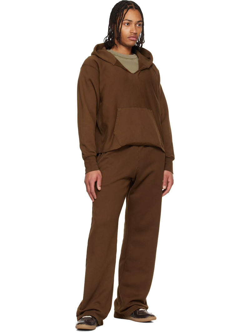 LES TIEN Brown Heavyweight Utility Puddle Sweatpants outlook