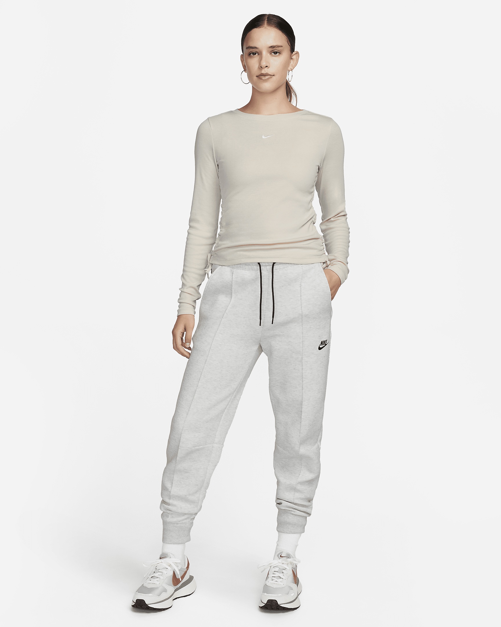 Women's Nike Sportswear Essential Ribbed Long-Sleeve Mod Crop Top - 6