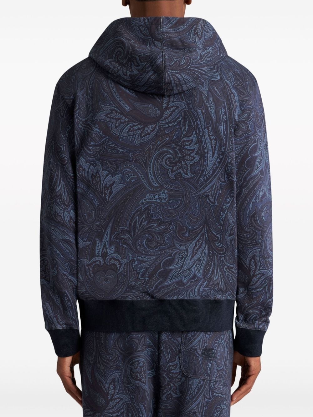 paisley-print zip-up cotton hoodie - 4