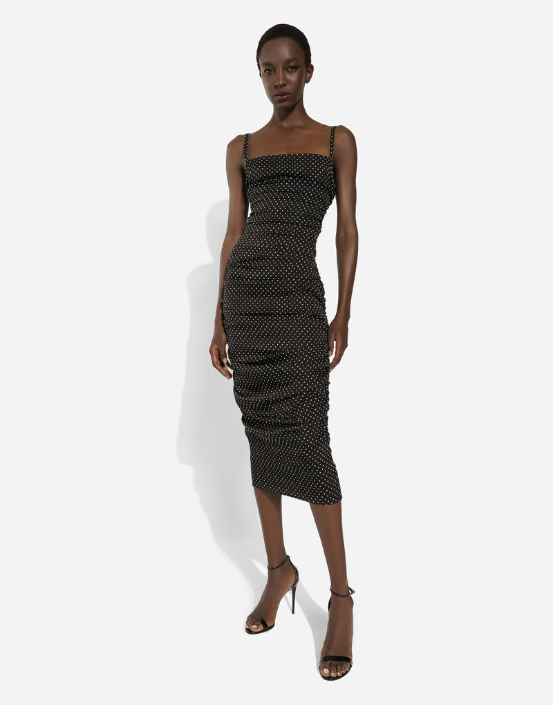 Charmeuse sheath dress with micro polka-dot print: 5
