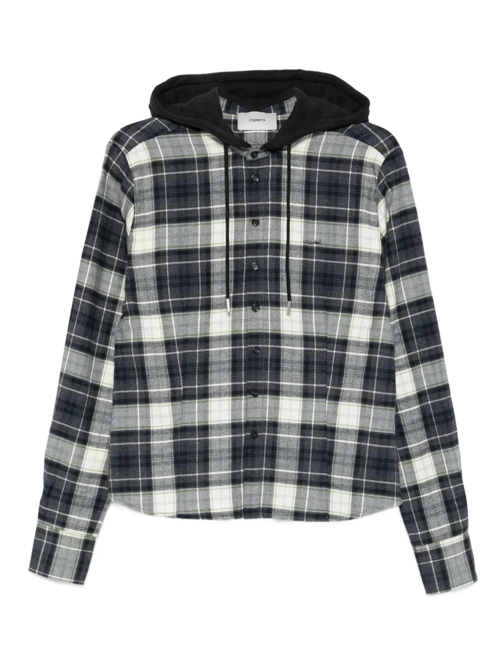 plaid-pattern hooded shirt - 1