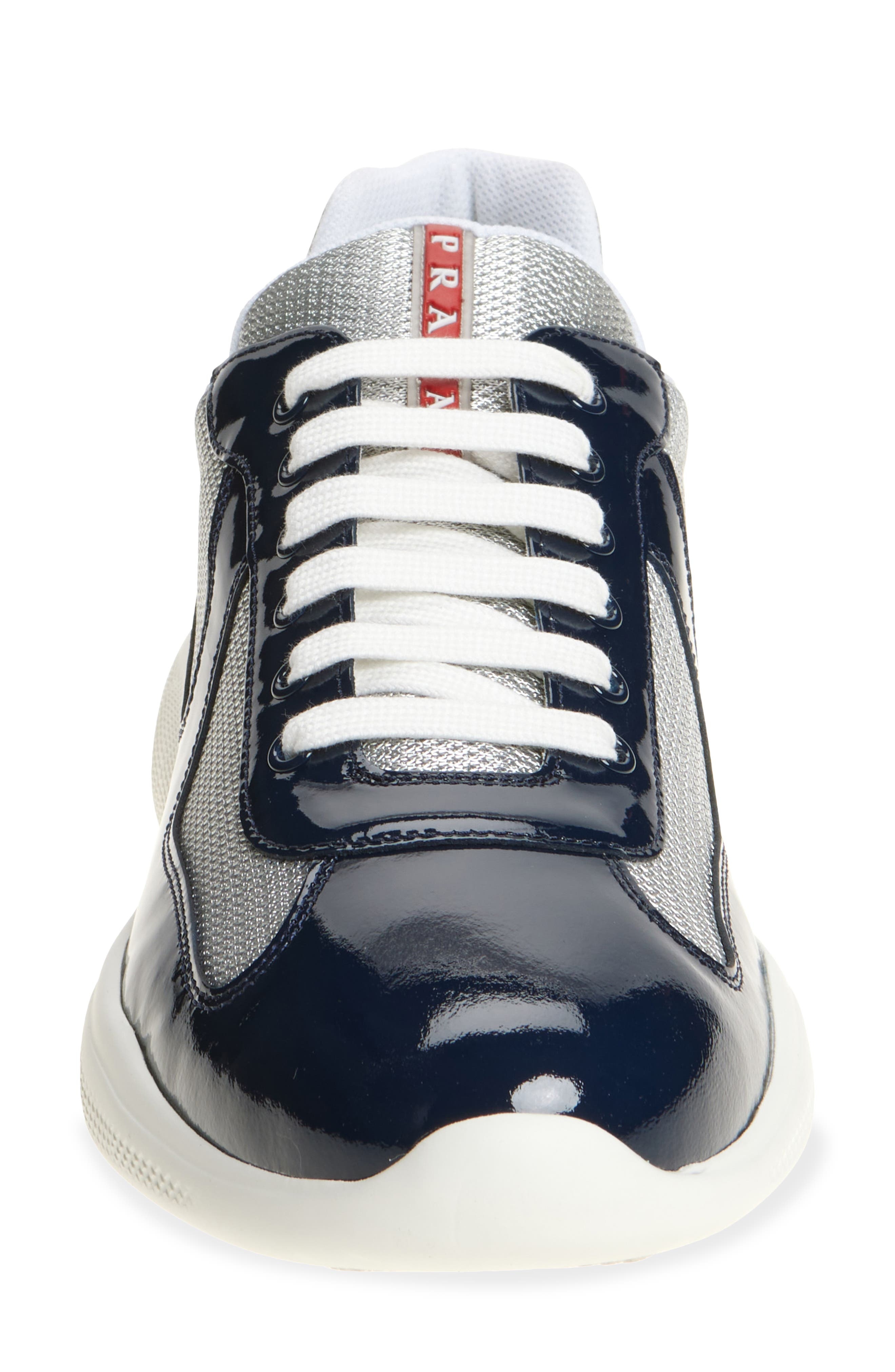 Prada America's Cup Vernice Bike Low Top Sneaker in Royal/Argento at Nordstrom - 4