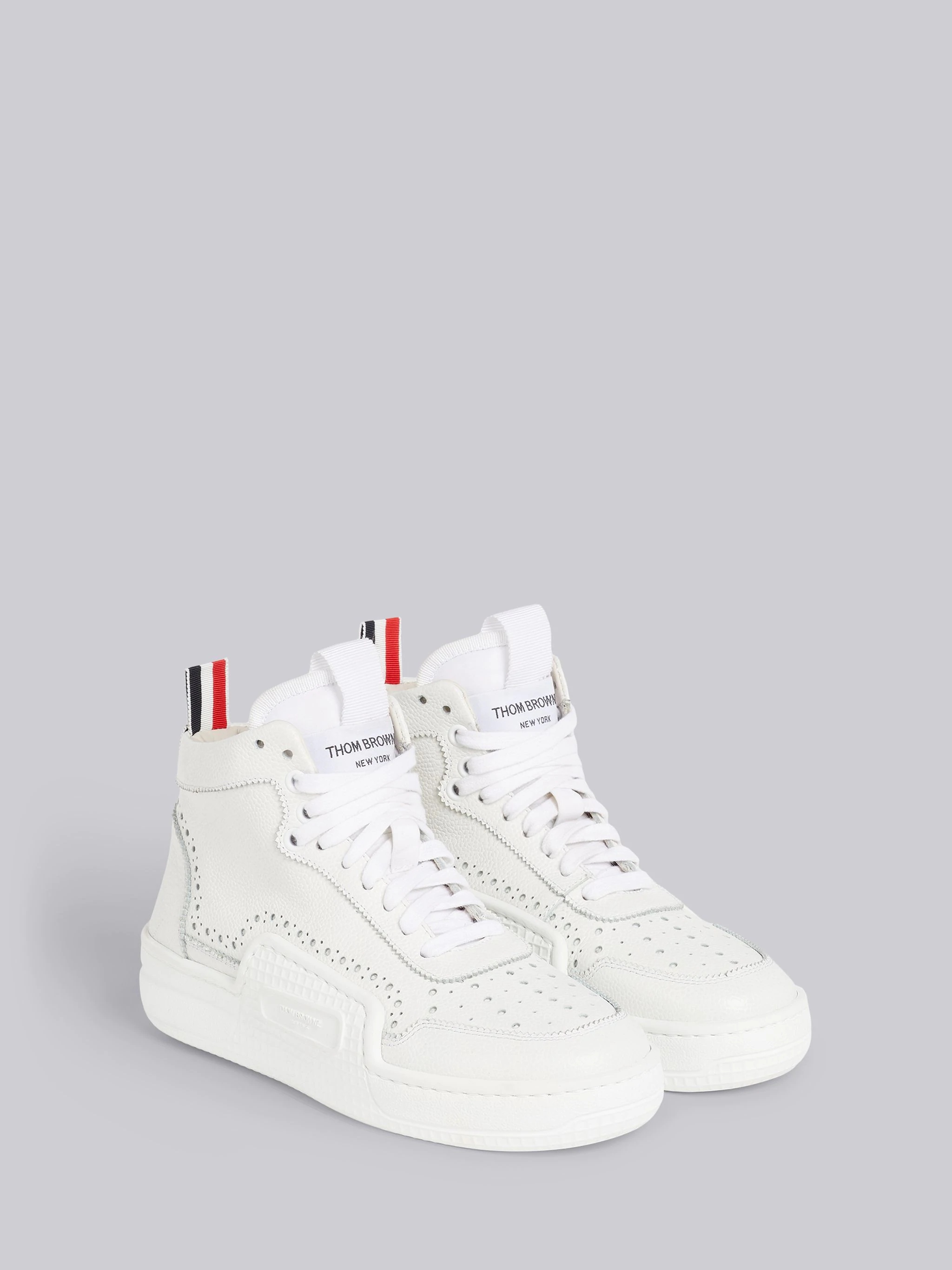 White Pebbled Calfskin Basketball High-top Trainer - 3