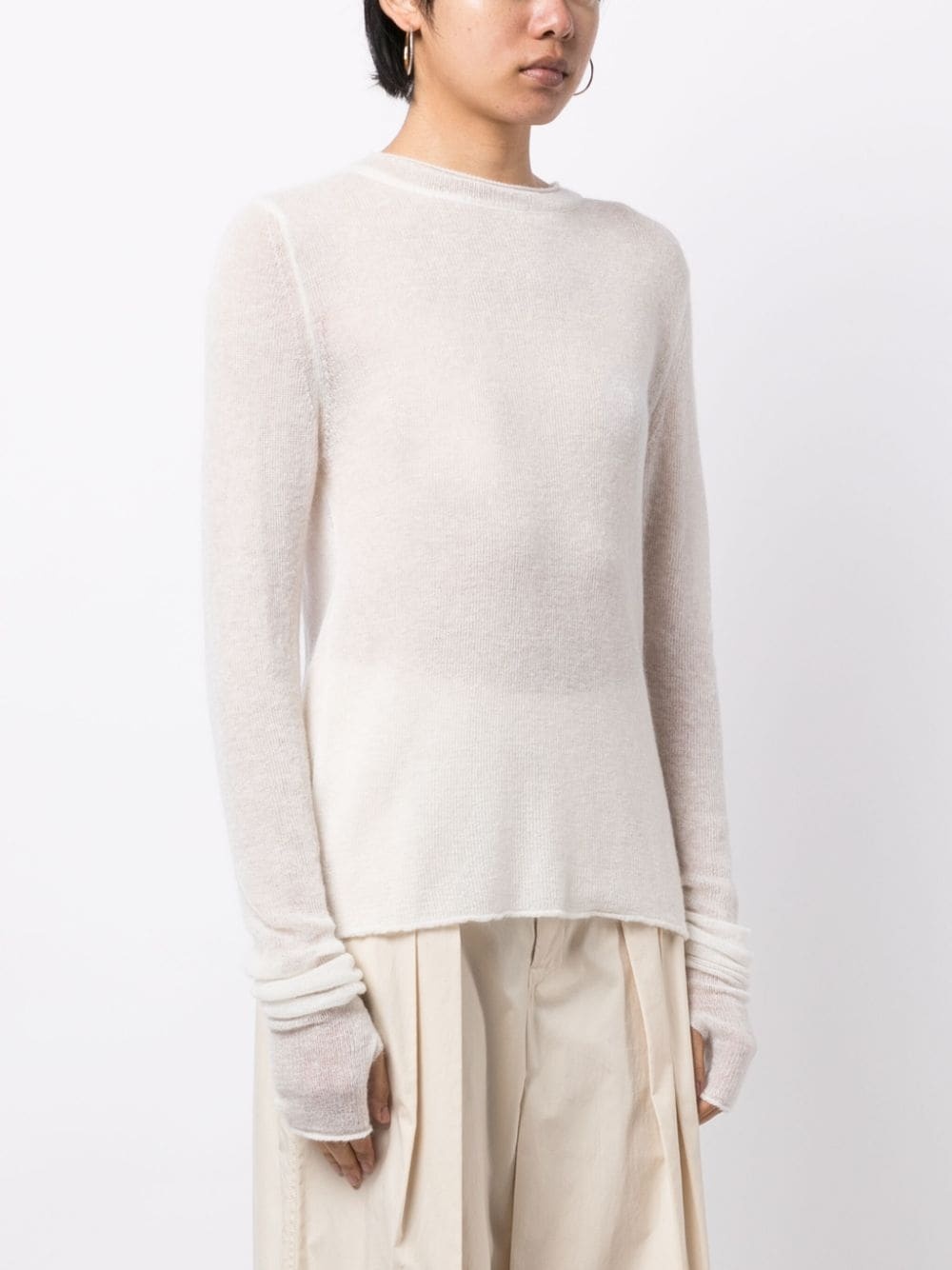 semi-sheer fine-knit jumper - 3