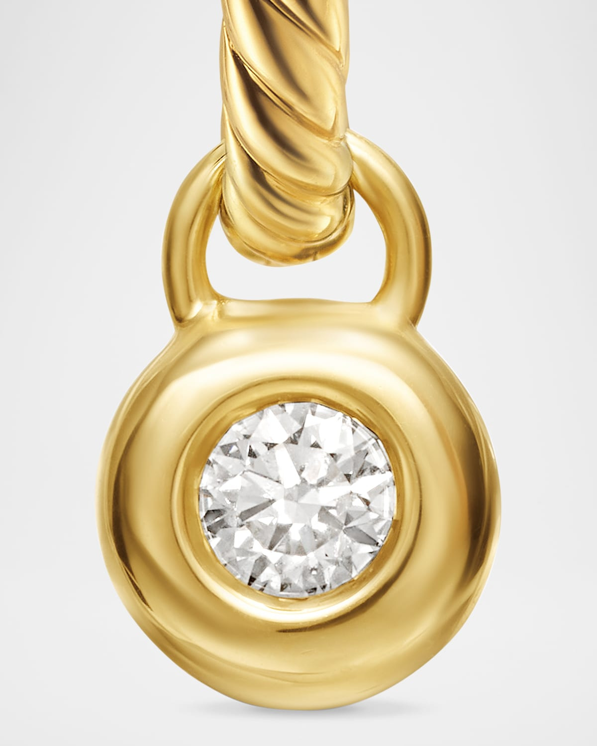 Petite Modern Cable Huggie Drop Earrings in 18K Gold with Diamonds, 18.5mm - 3