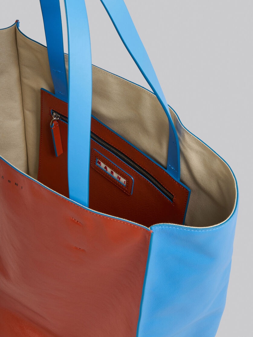 MUSEO SOFT LARGE BAG IN BROWN AND BLUE LEATHER - 4