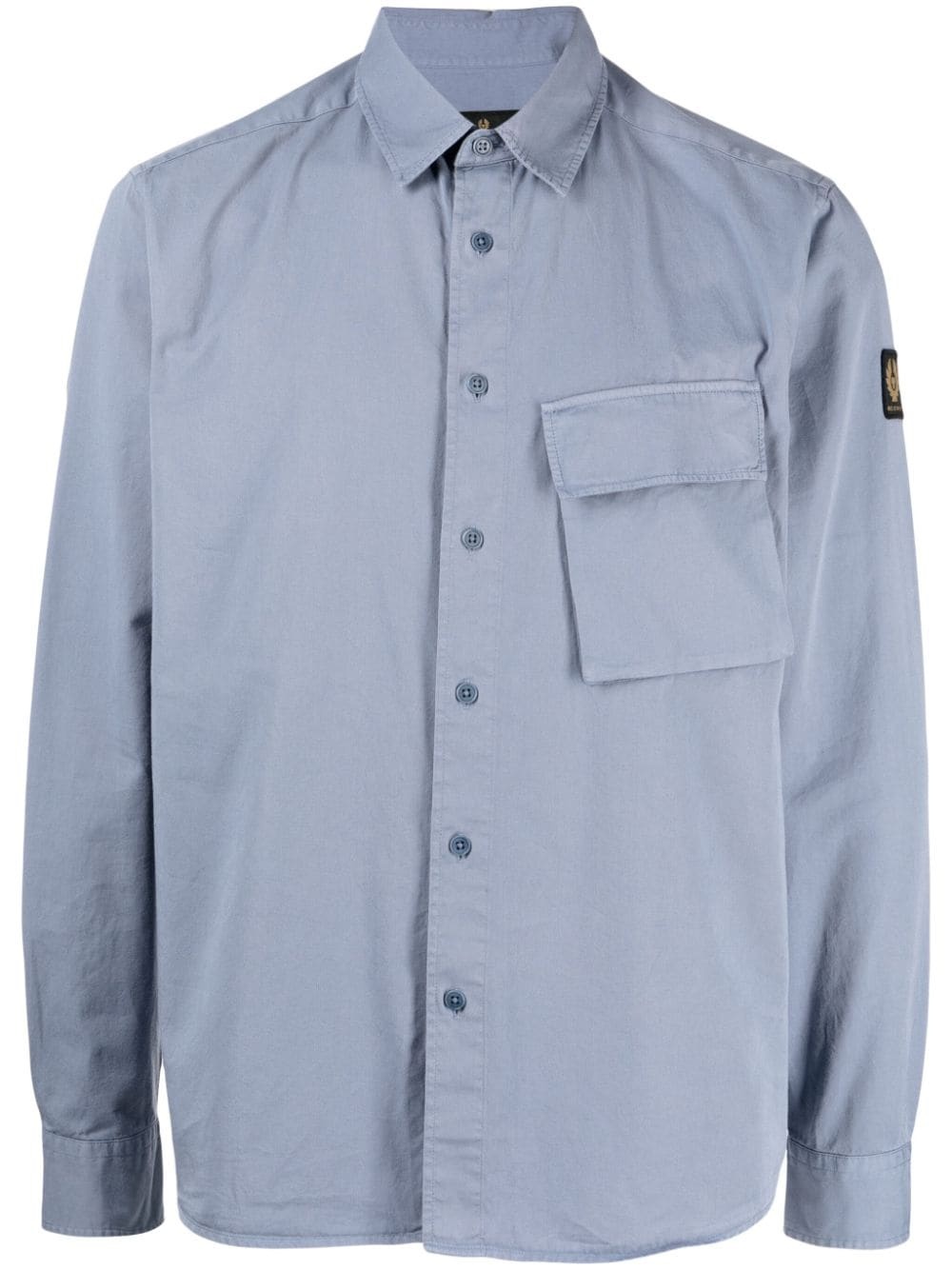 logo-patch button-up cotton shirt - 1