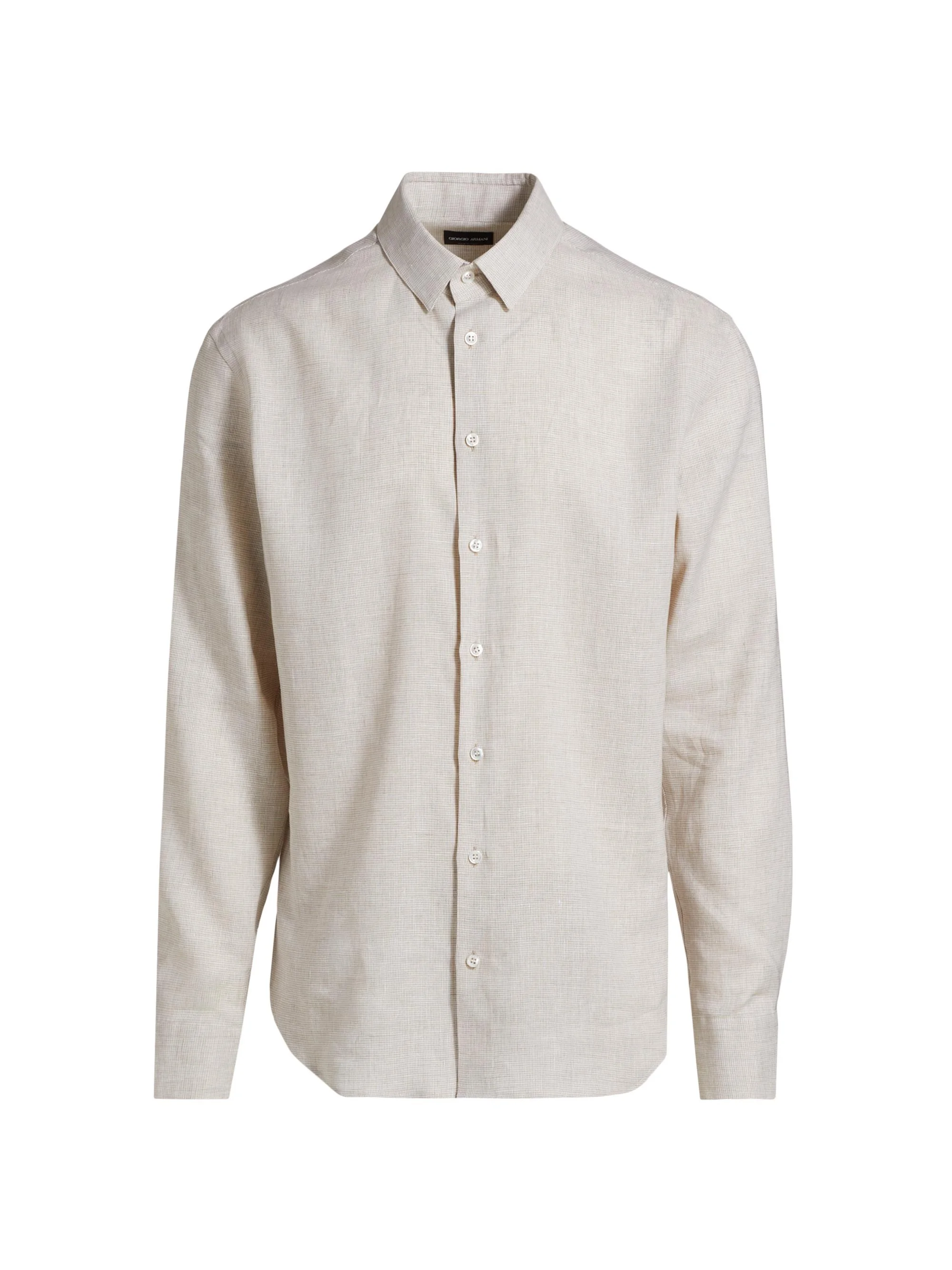Men's Solid Linen Classic Shirt - Light Grey Tan - 1
