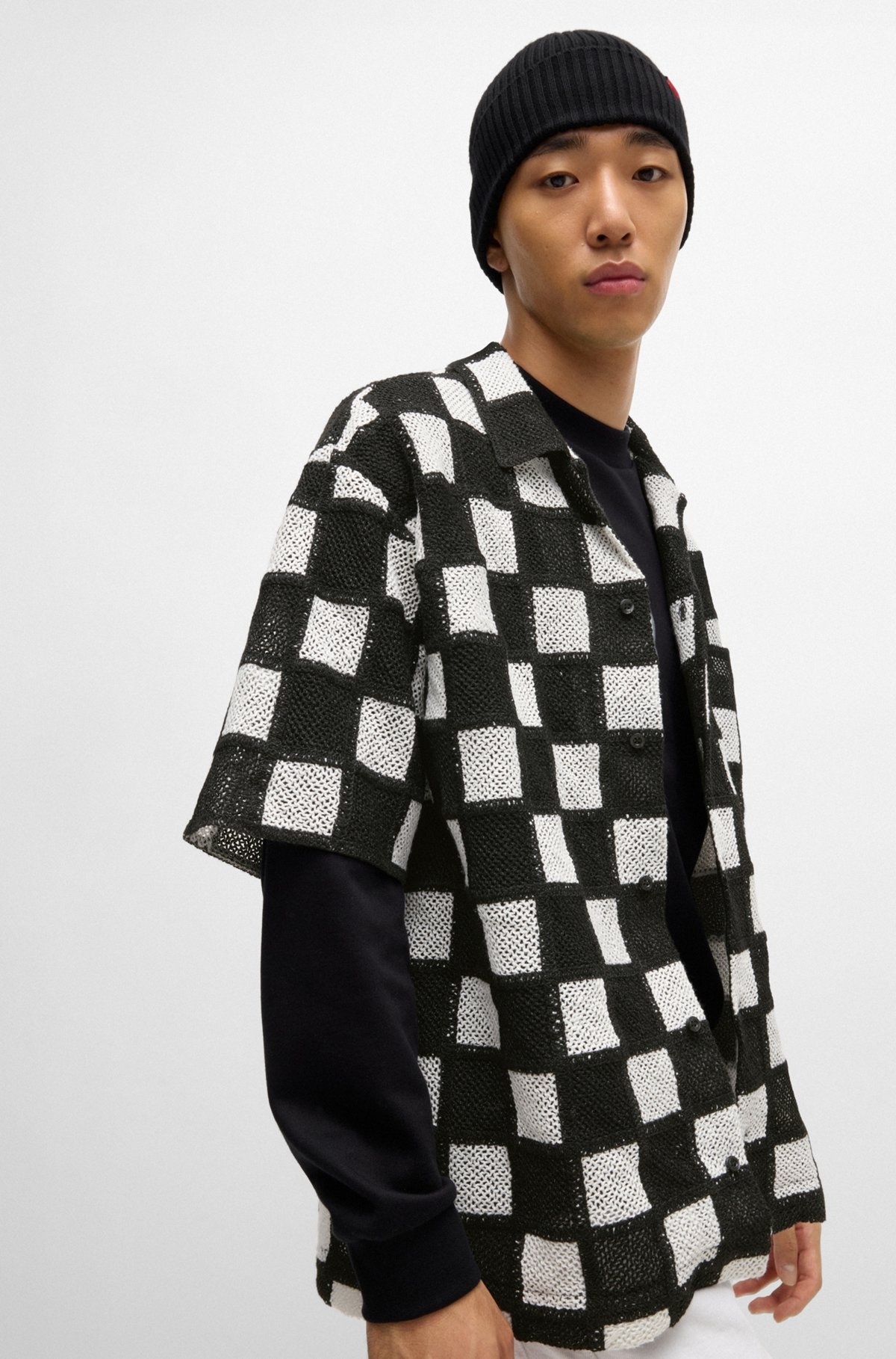 OVERSIZE-FIT SHIRT IN CHECK-PRINT CROCHET - 6