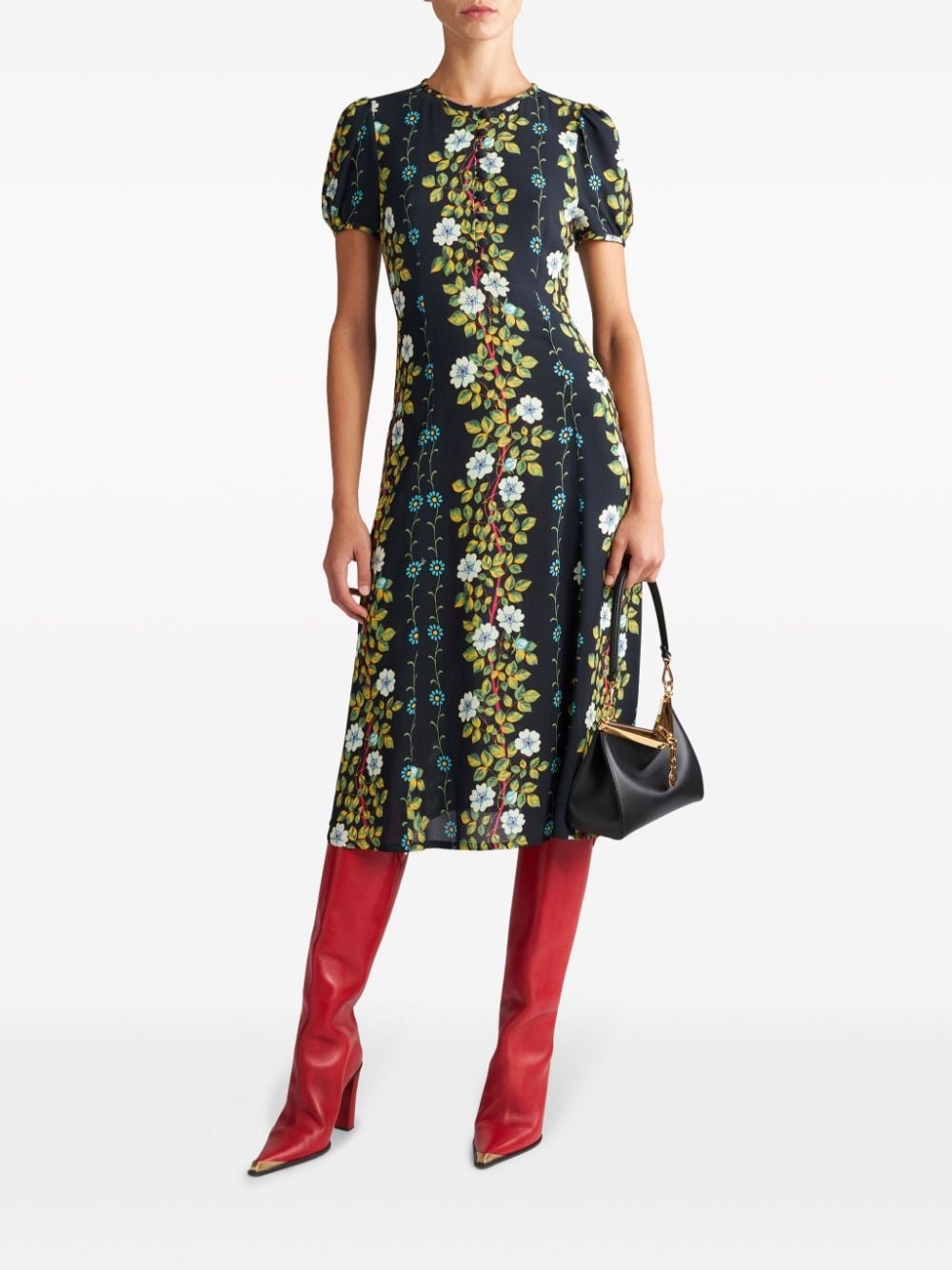 floral-print A-line dress - 2