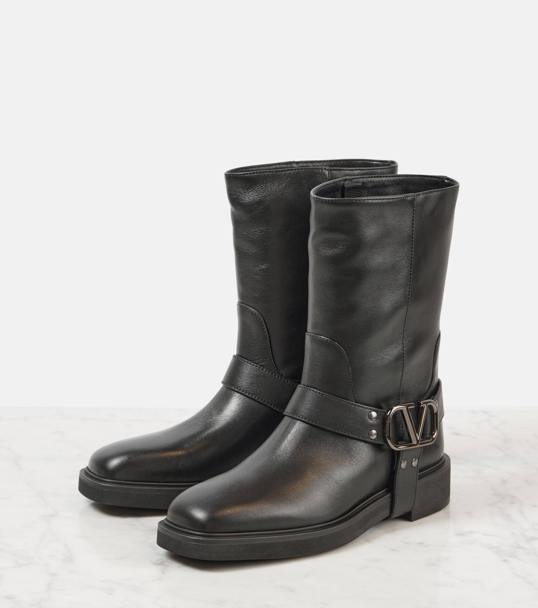 VLogo Signature leather biker boots - 5