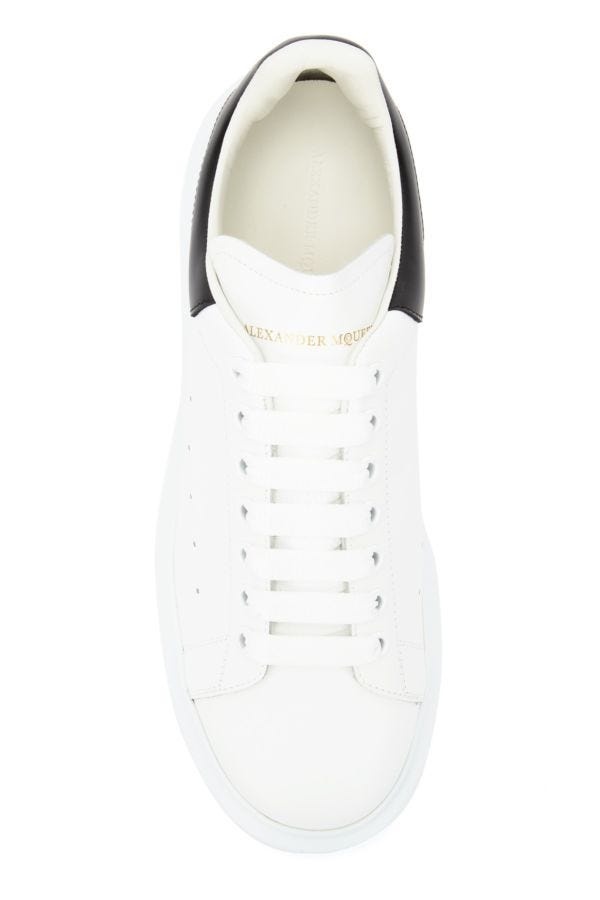 White leather sneakers with black leather heel - 5