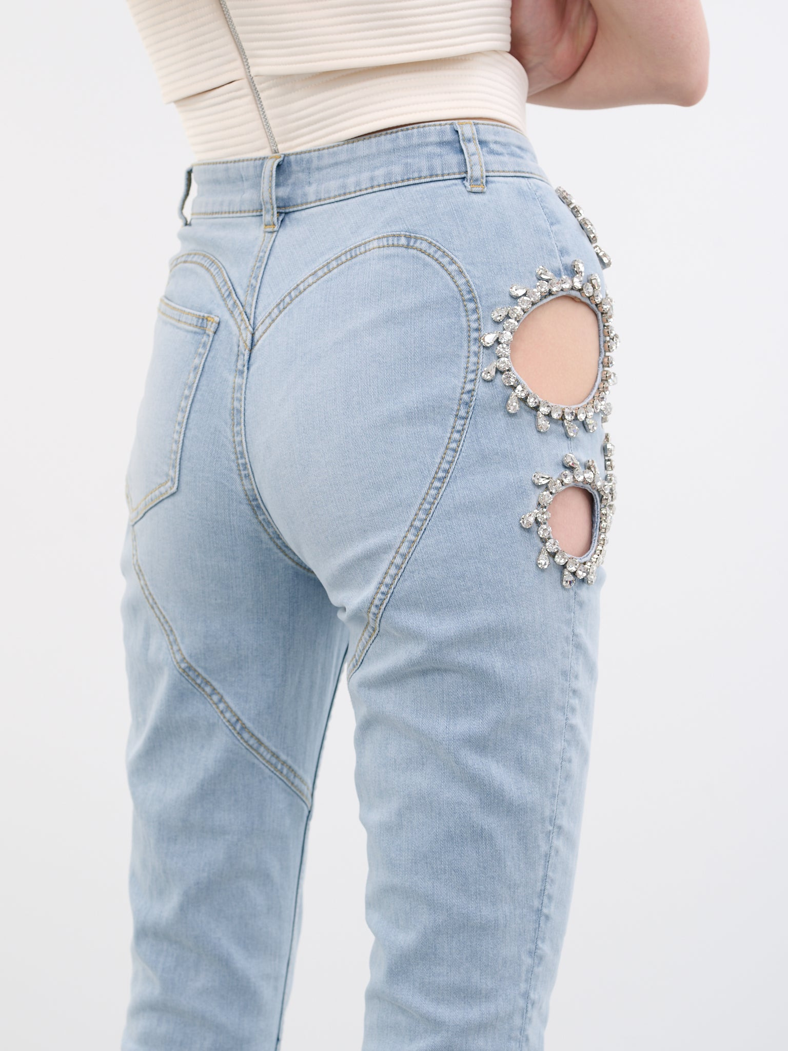Crystal Grape Cut-Out Jeans - 5
