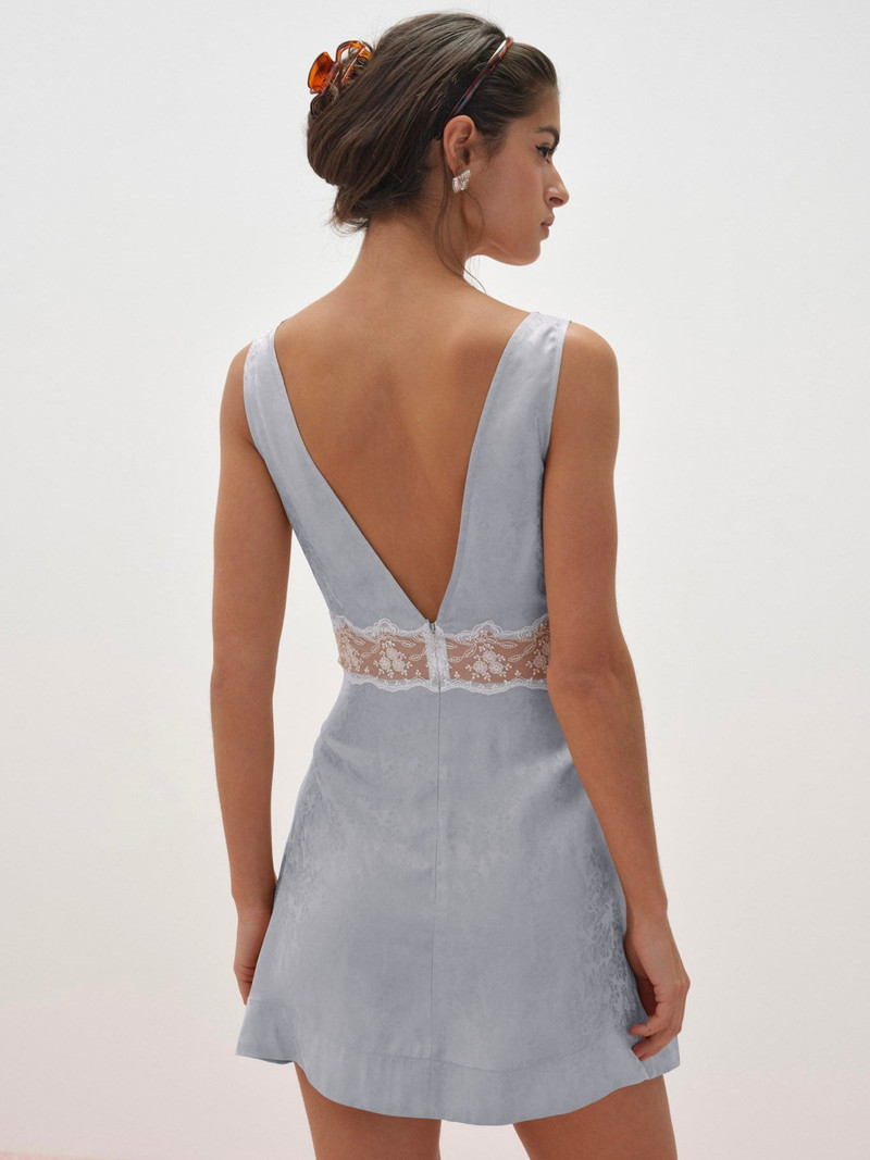 For Love & Lemons Bluebird Jacquard Mini Slip Dress outlook