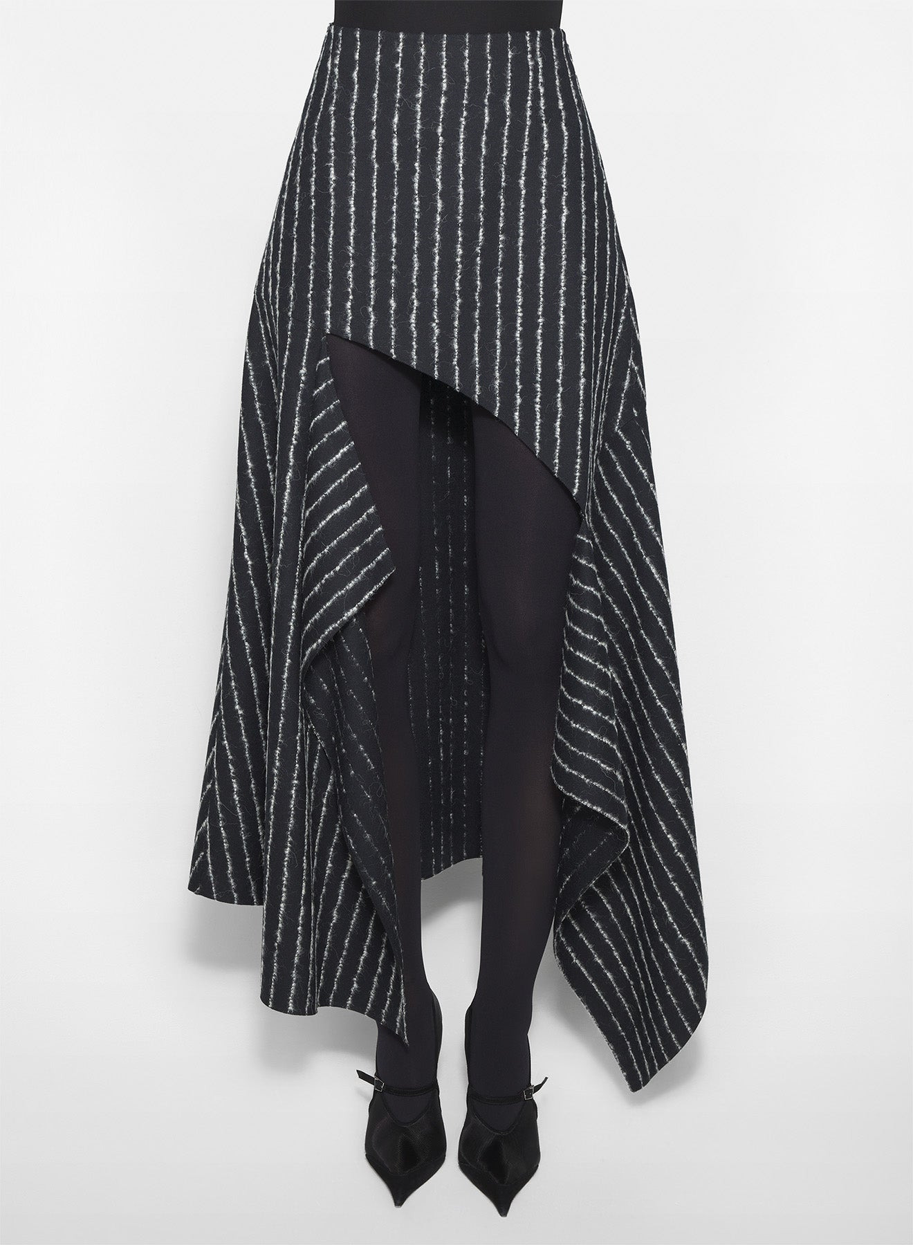 pinstripe asymmetric cascading skirt - 2