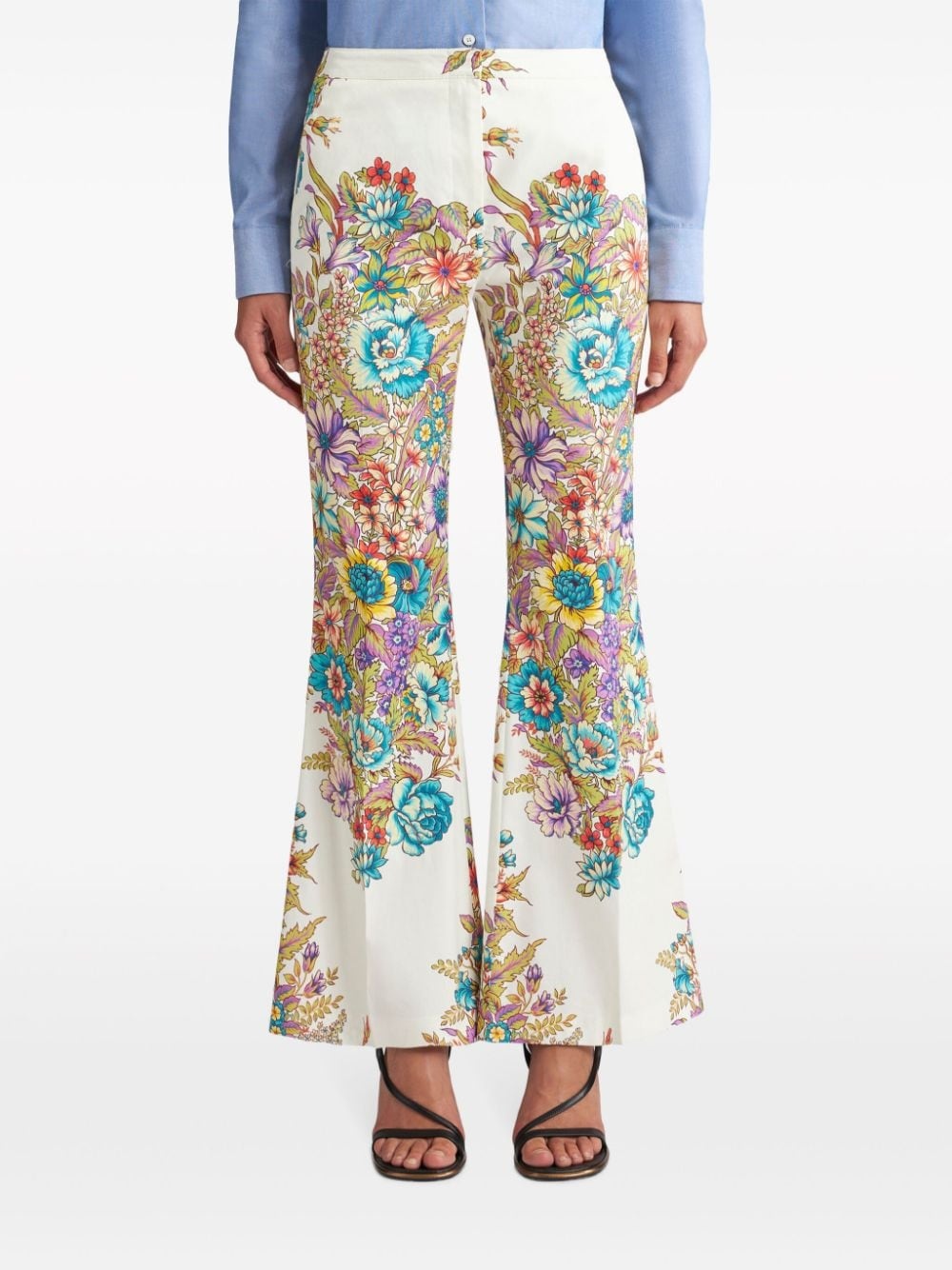 floral-print flared trousers - 3
