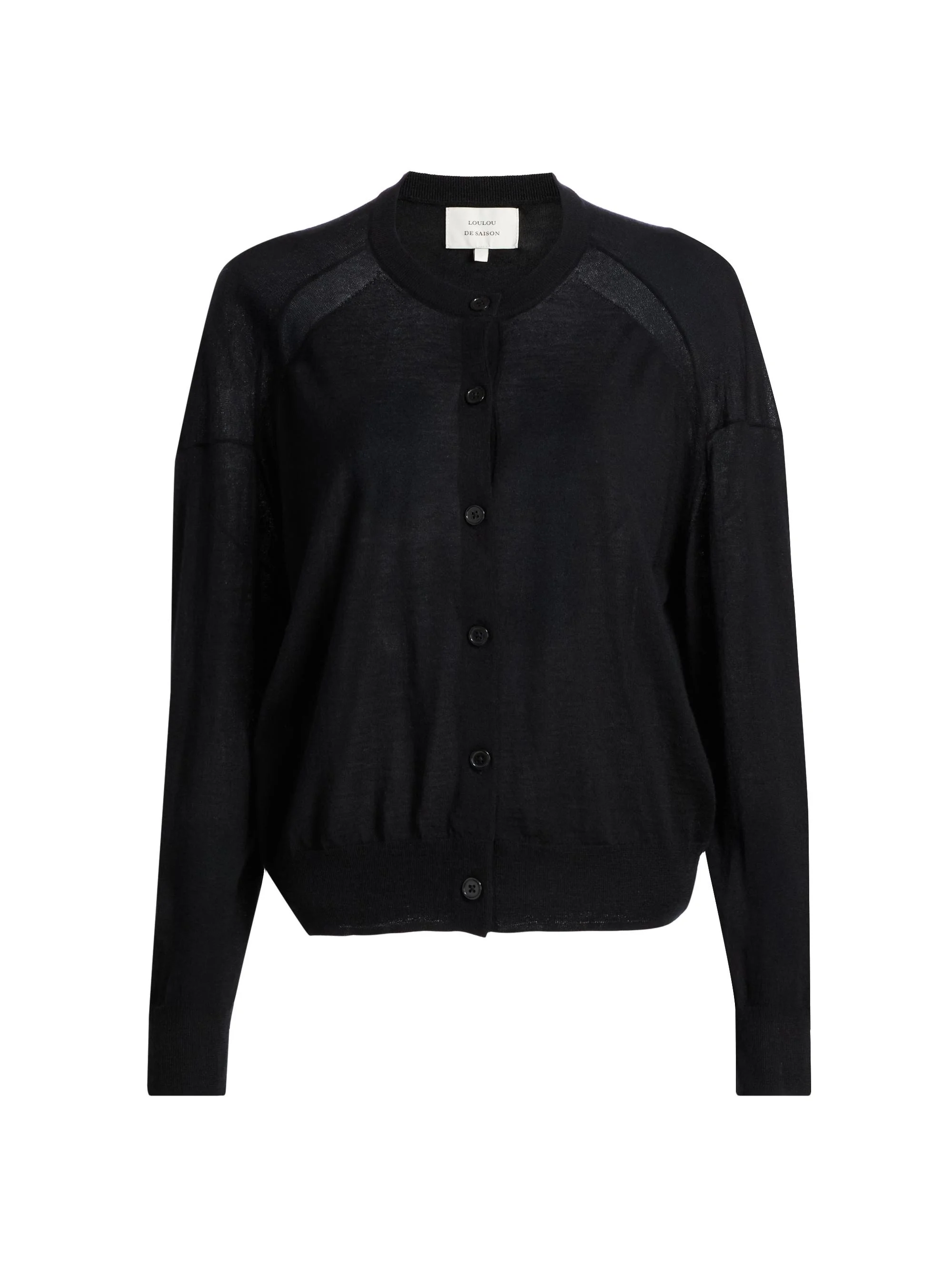 Women's Kita Fine Crewneck Cardigan - Black - 1