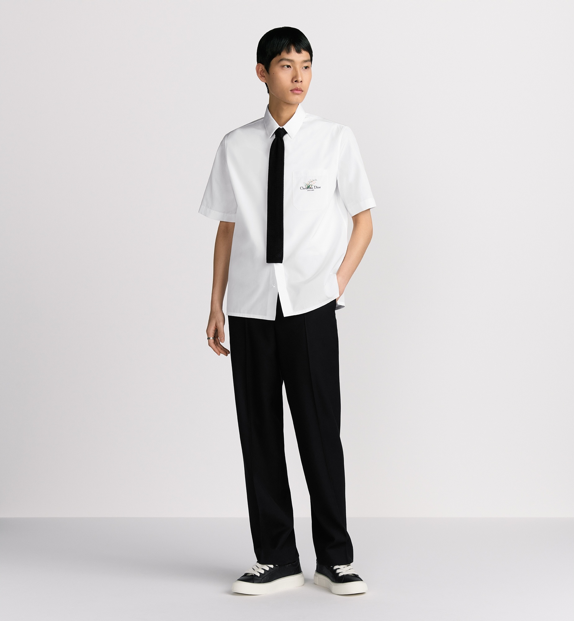 Short-Sleeved Shirt with Christian Dior Couture Lily of the Valley Embroidery - 3