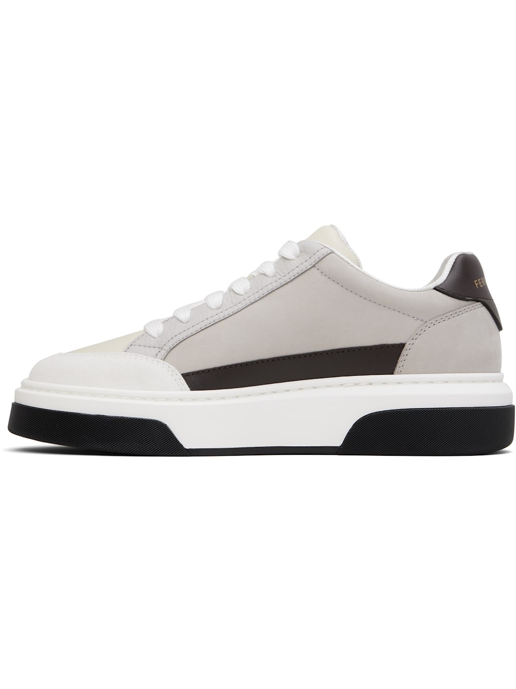 Gray & Off-White Low Cut Gancini Outline Sneakers - 3
