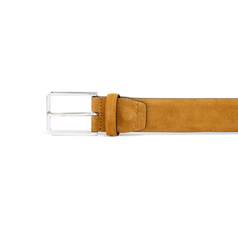 Men's light brown suede adjustable belt 3