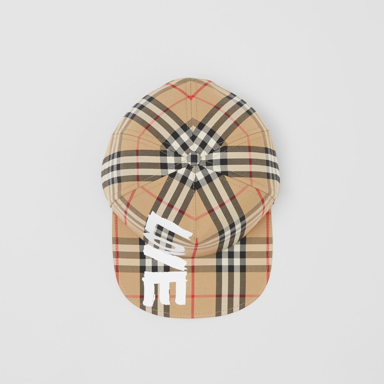 Love Print Vintage Check Baseball Cap - 5