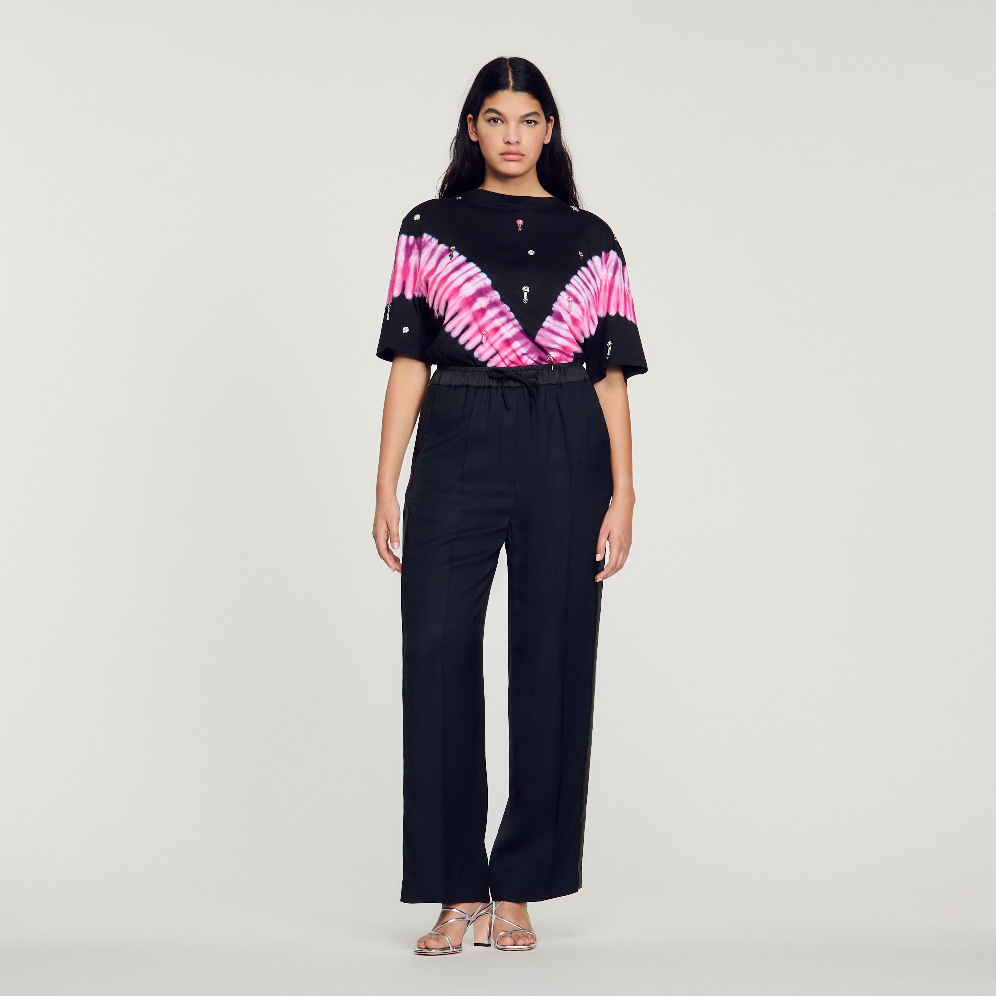 Wide pants with satin side stripes - 3