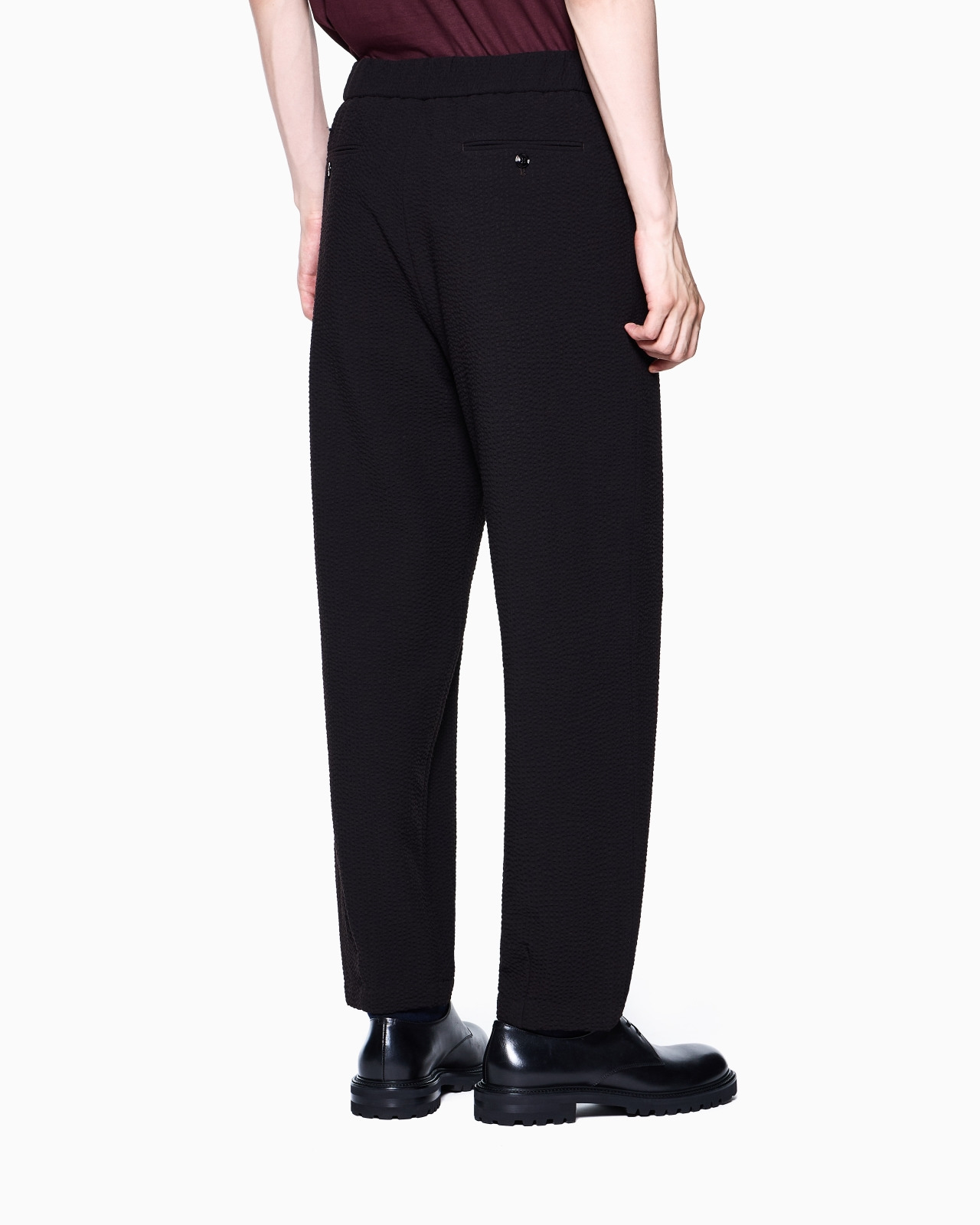 Single-pleat, virgin wool and cashmere seersucker trousers - 3