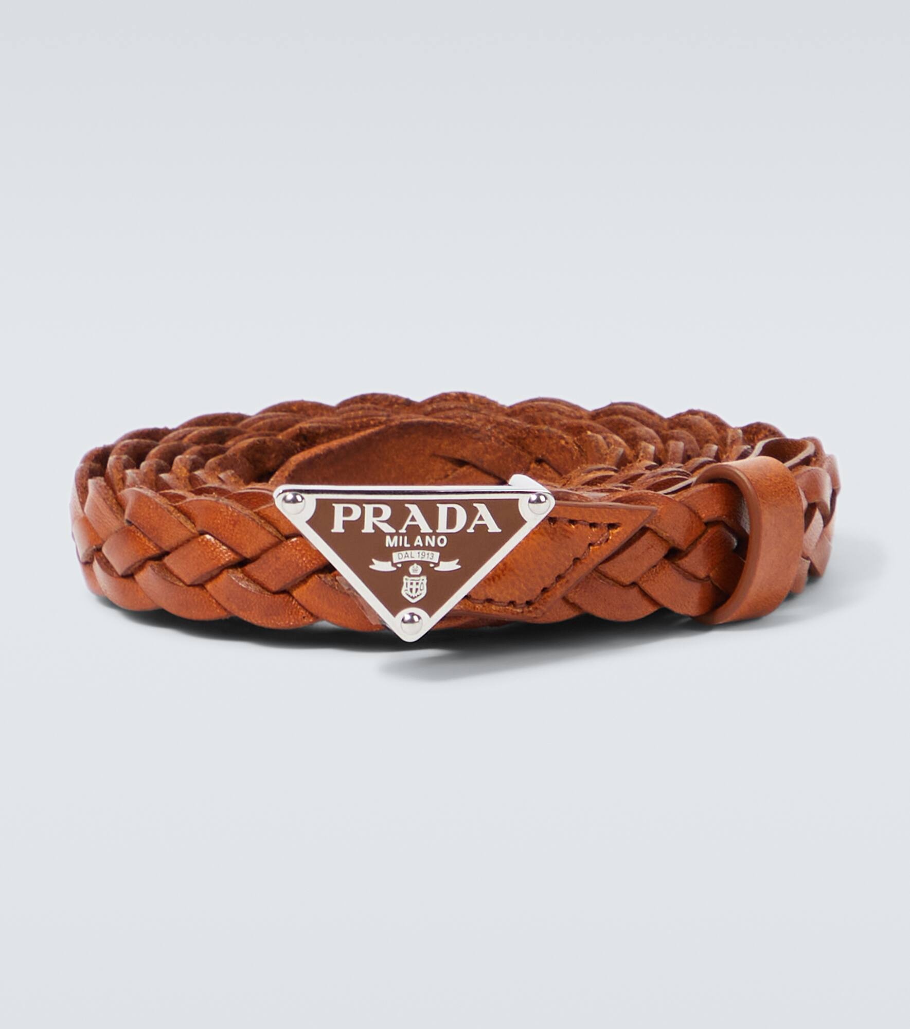 Logo woven leather belt - 1