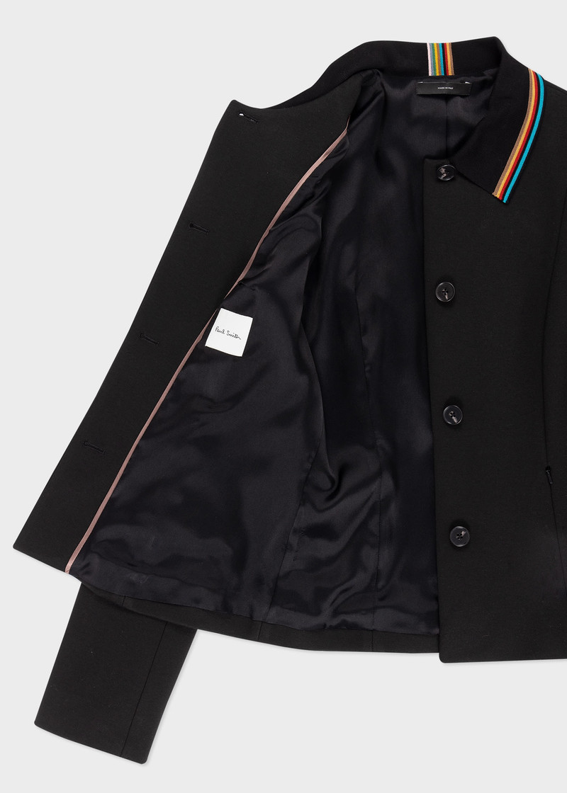 Paul Smith Black 'Signature Stripe' Trim Jacket outlook