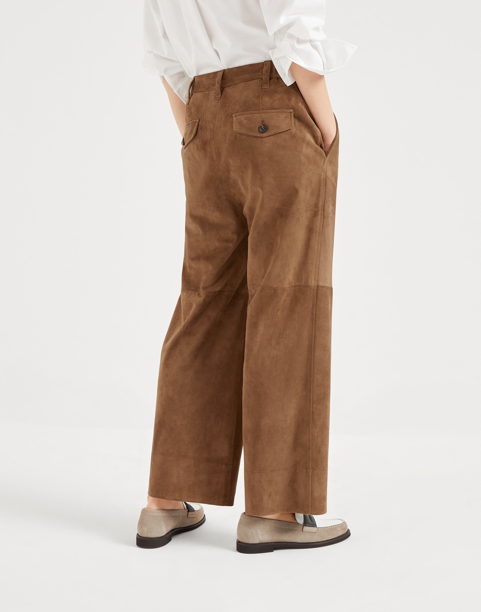 Suede cropped chino trousers - 2