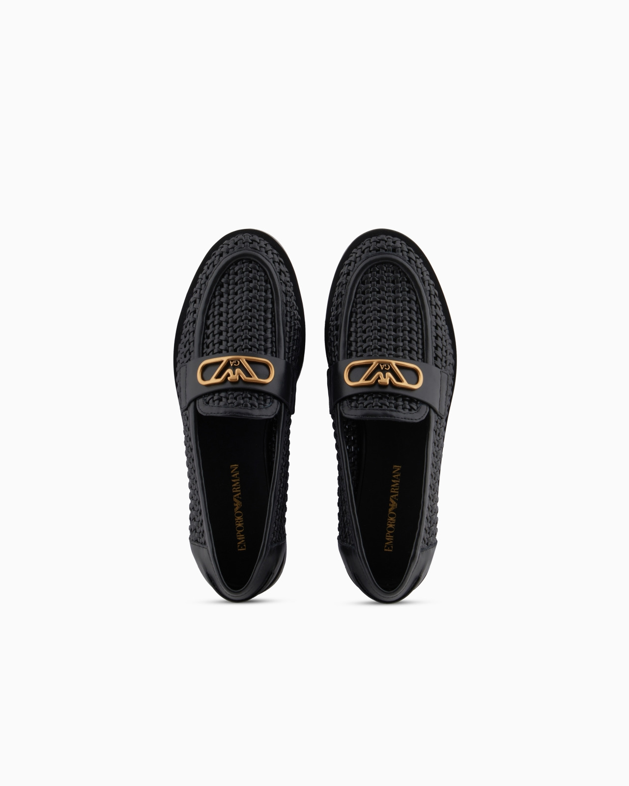 INTERWOVEN LOAFERS WITH LEATHER DETAILS AND EAGLE PLATE - 3