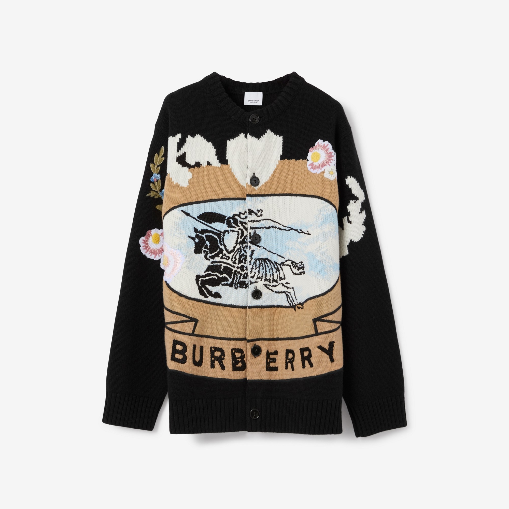 EKD Intarsia Wool Cashmere Cardigan - 1