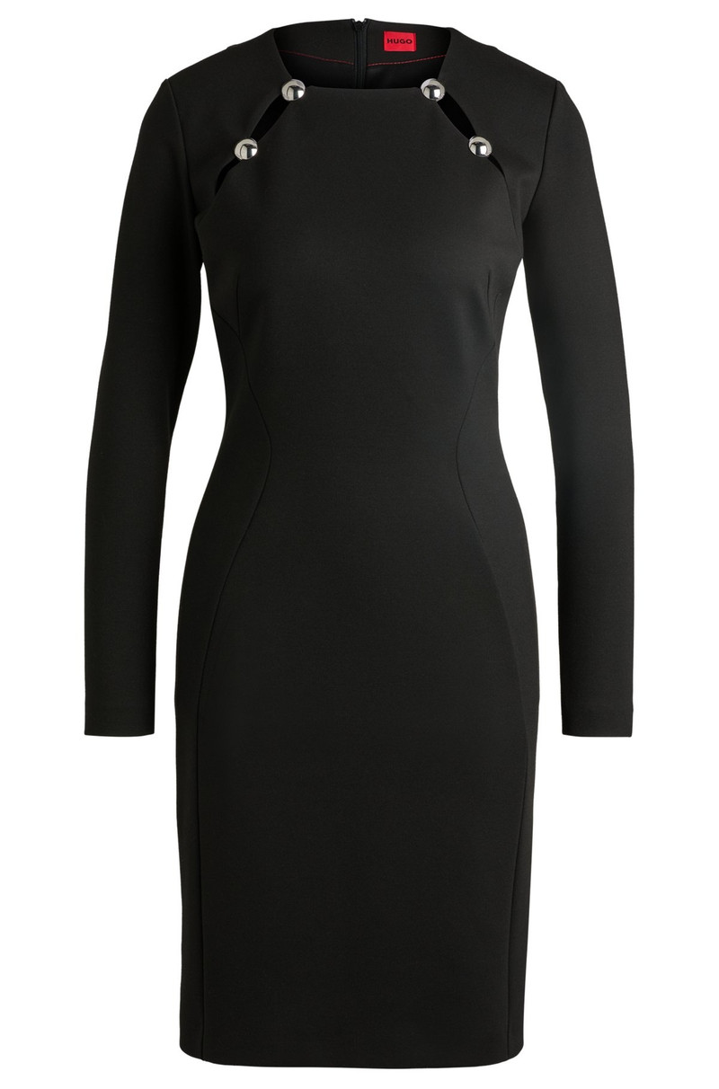 BODYCON DRESS WITH CUT-OUT DETAILS AND SILVER TRIMMINGS 1