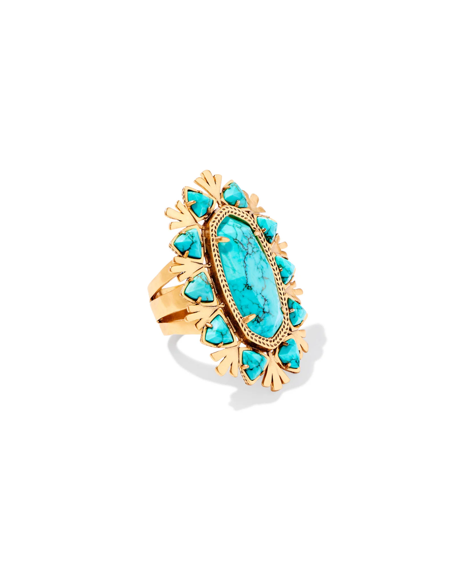 Havana Vintage Gold Cocktail Ring in Variegated Turquoise Magnesite - 1